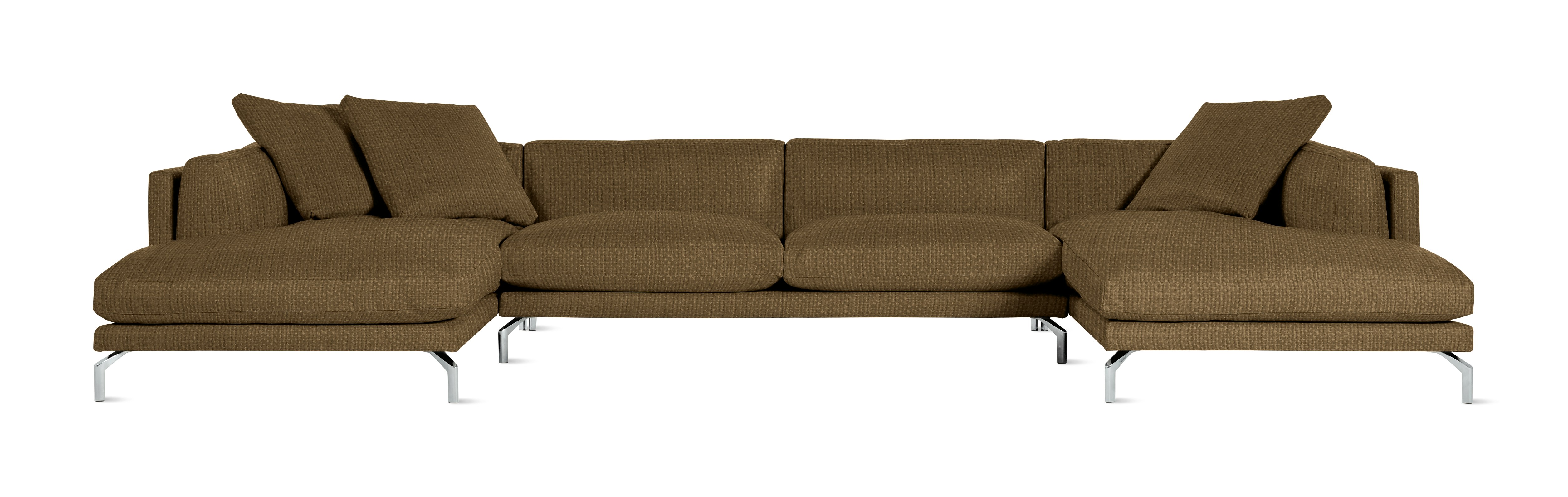 A Como Sectional Sofa in Crypton Robusta: Walnut viewed from the front.