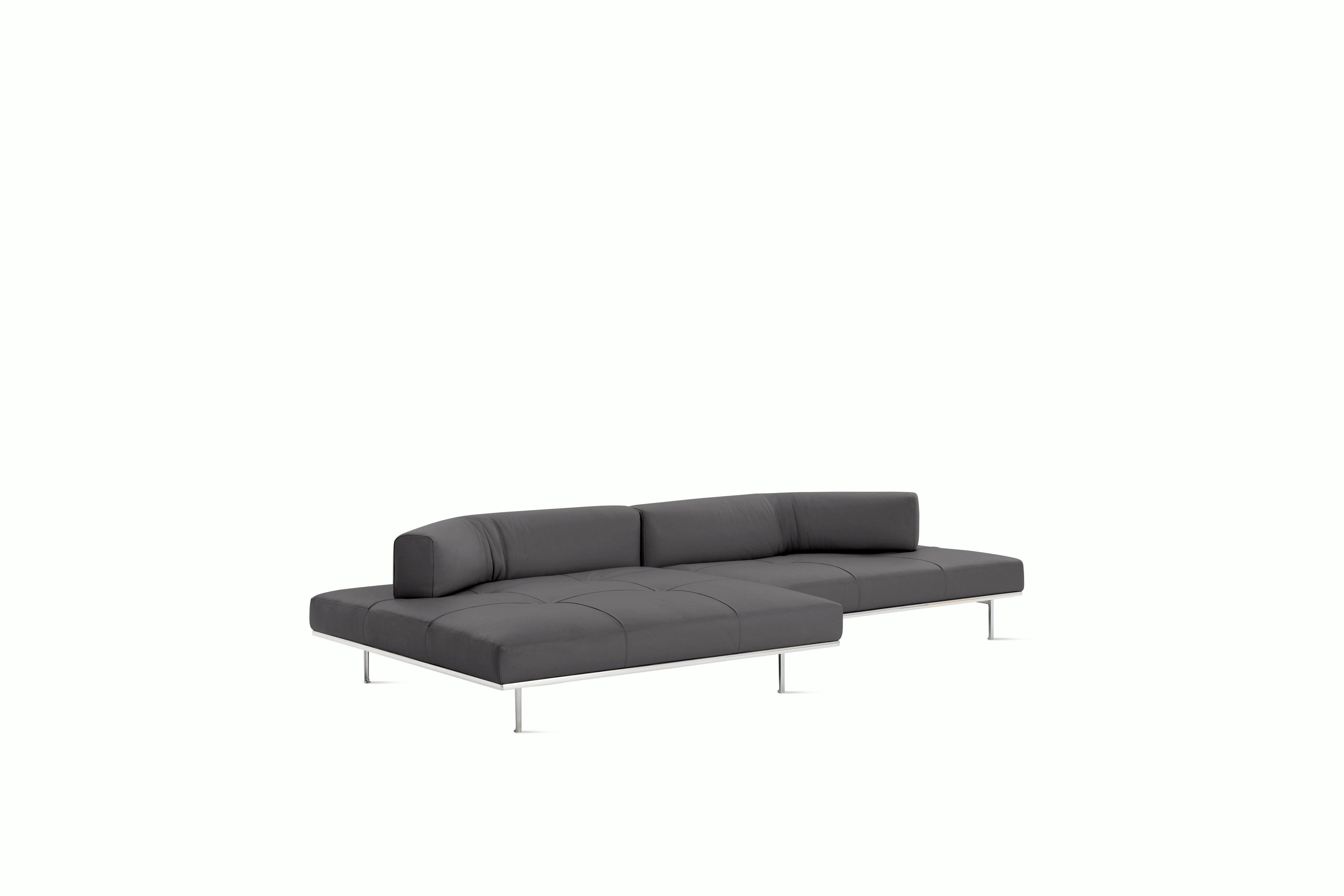 Matic Sectional- MH12 Config - Chaise Sectional,  Right,  Quilted,  Ultrasuede,  Flannel,  Chrome