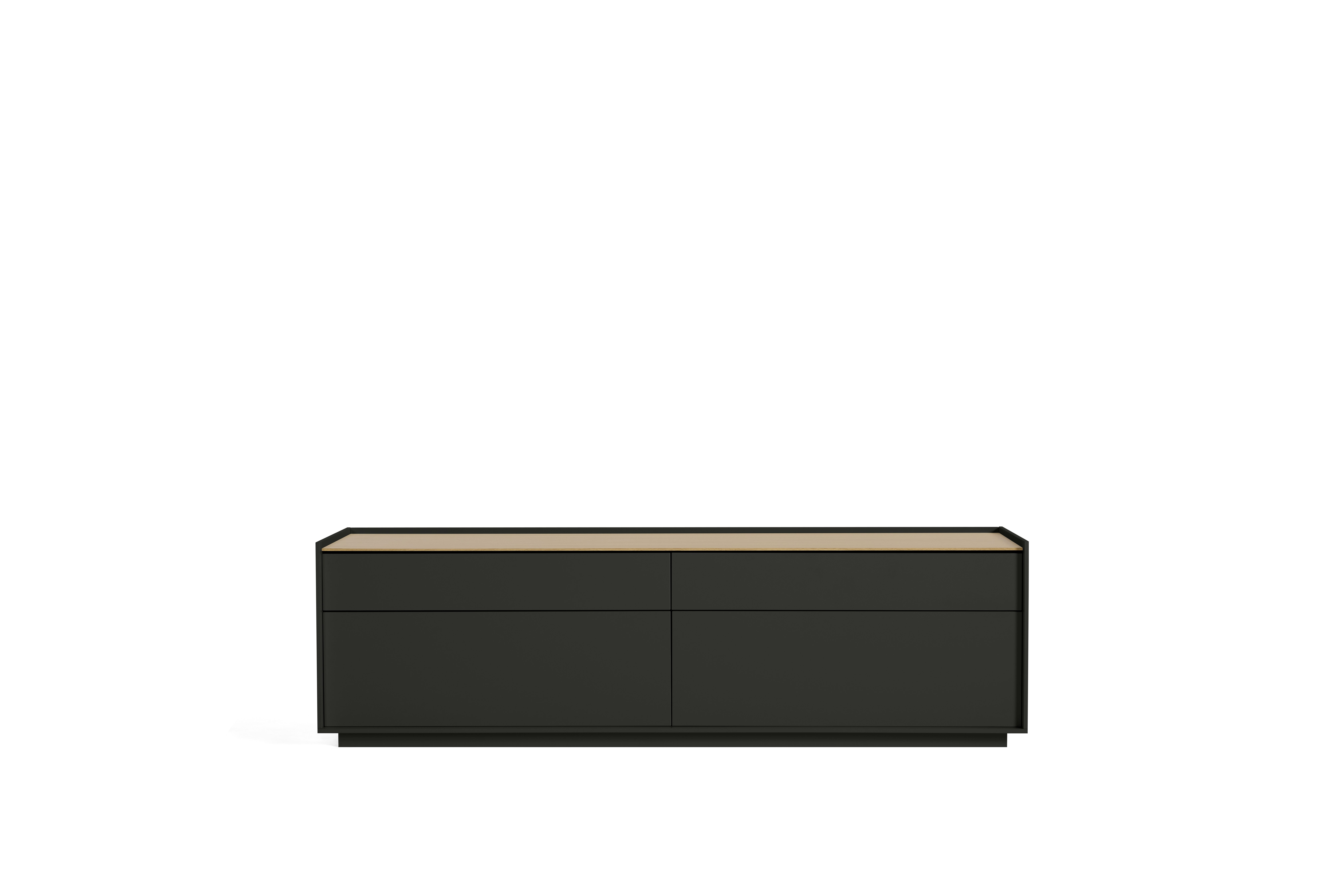 A Bera Credenza in graphite Viewed from the front.