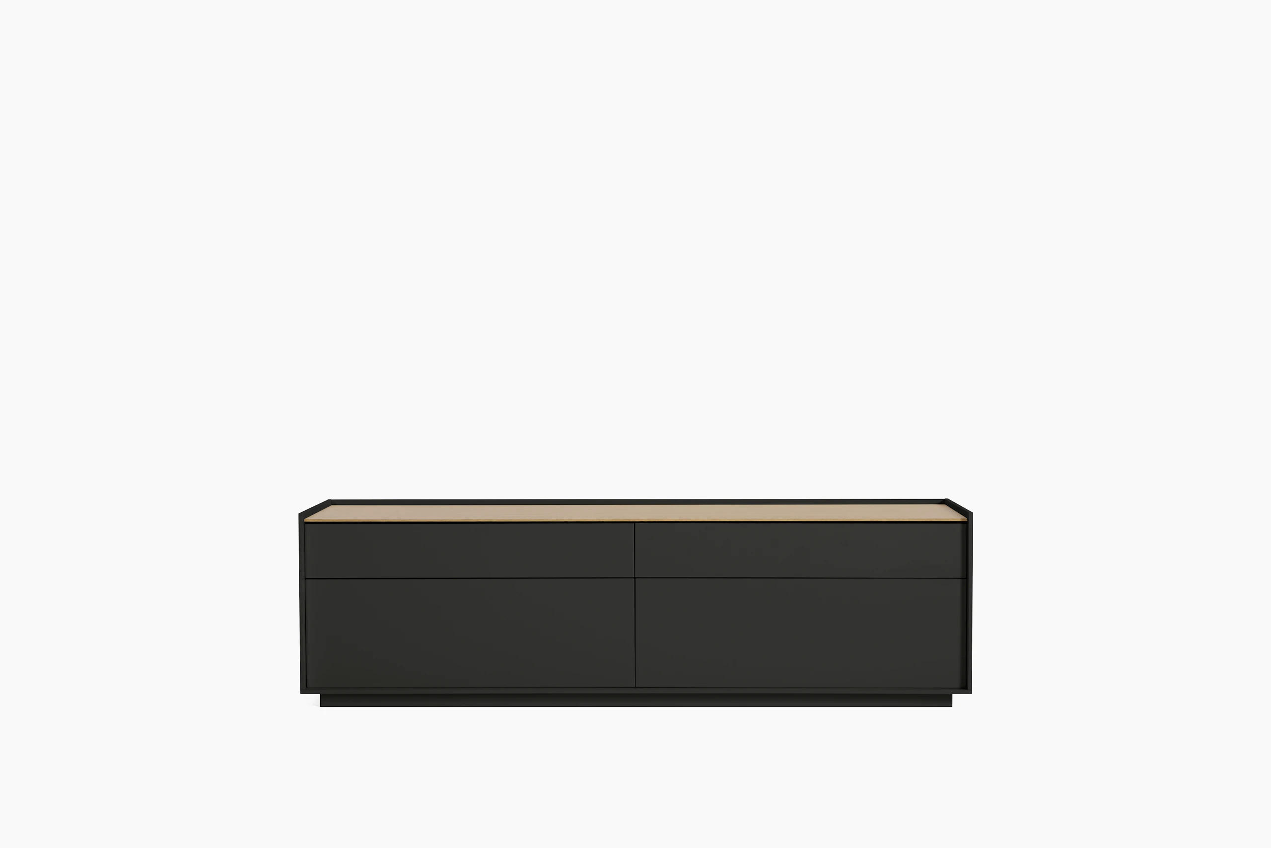 A Bera Credenza in graphite Viewed from the front.