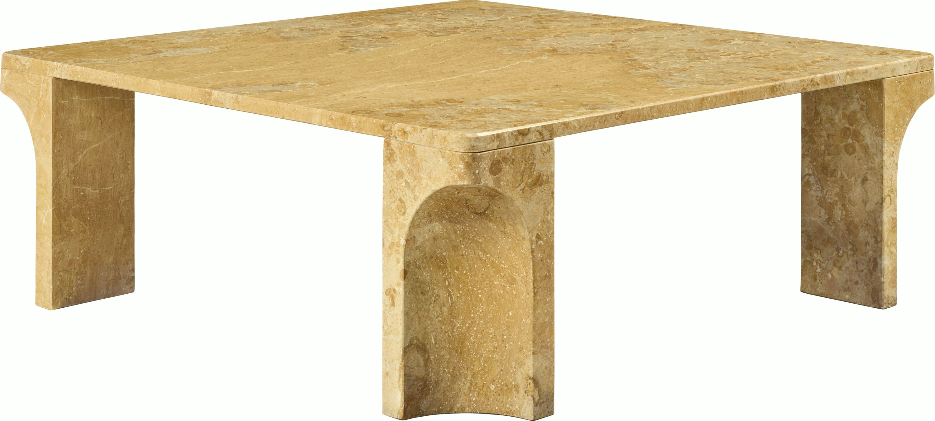 A Doric Coffee Table in Yellow viewed from an angle.