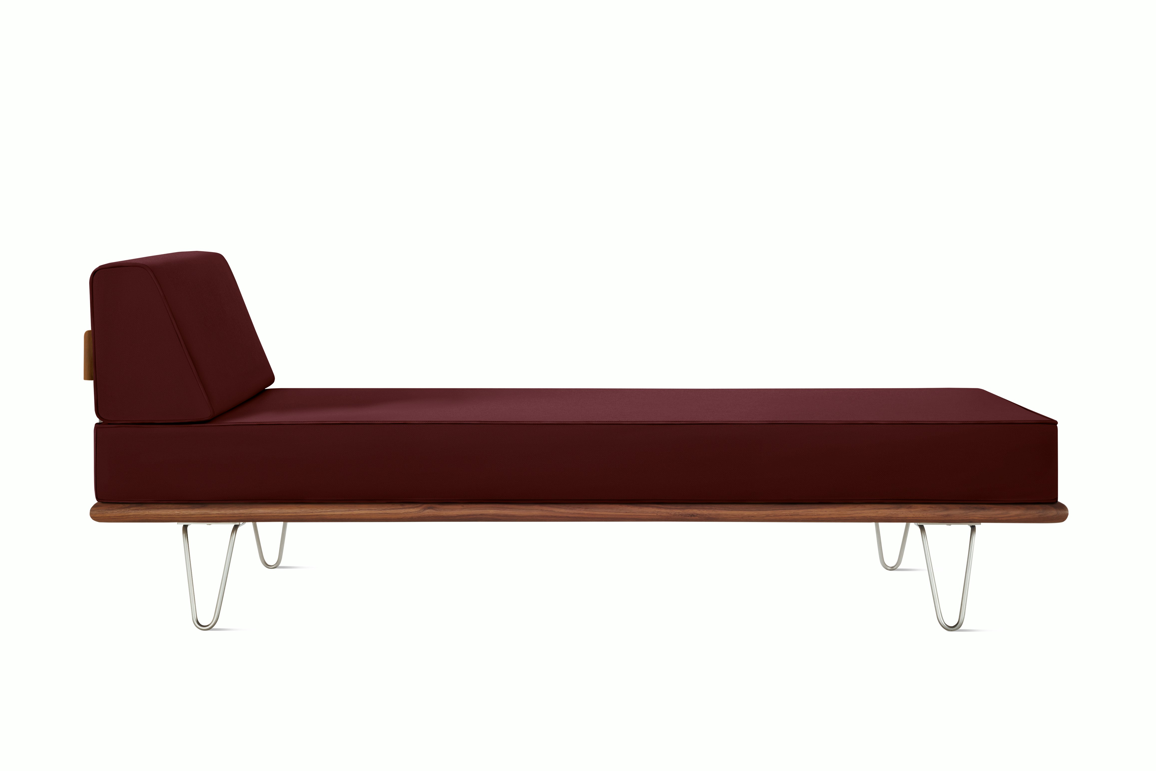 Nelson Daybed - Side Bolster,  Walnut,  Tempo Velvet,  Burgundy,  Hairpin