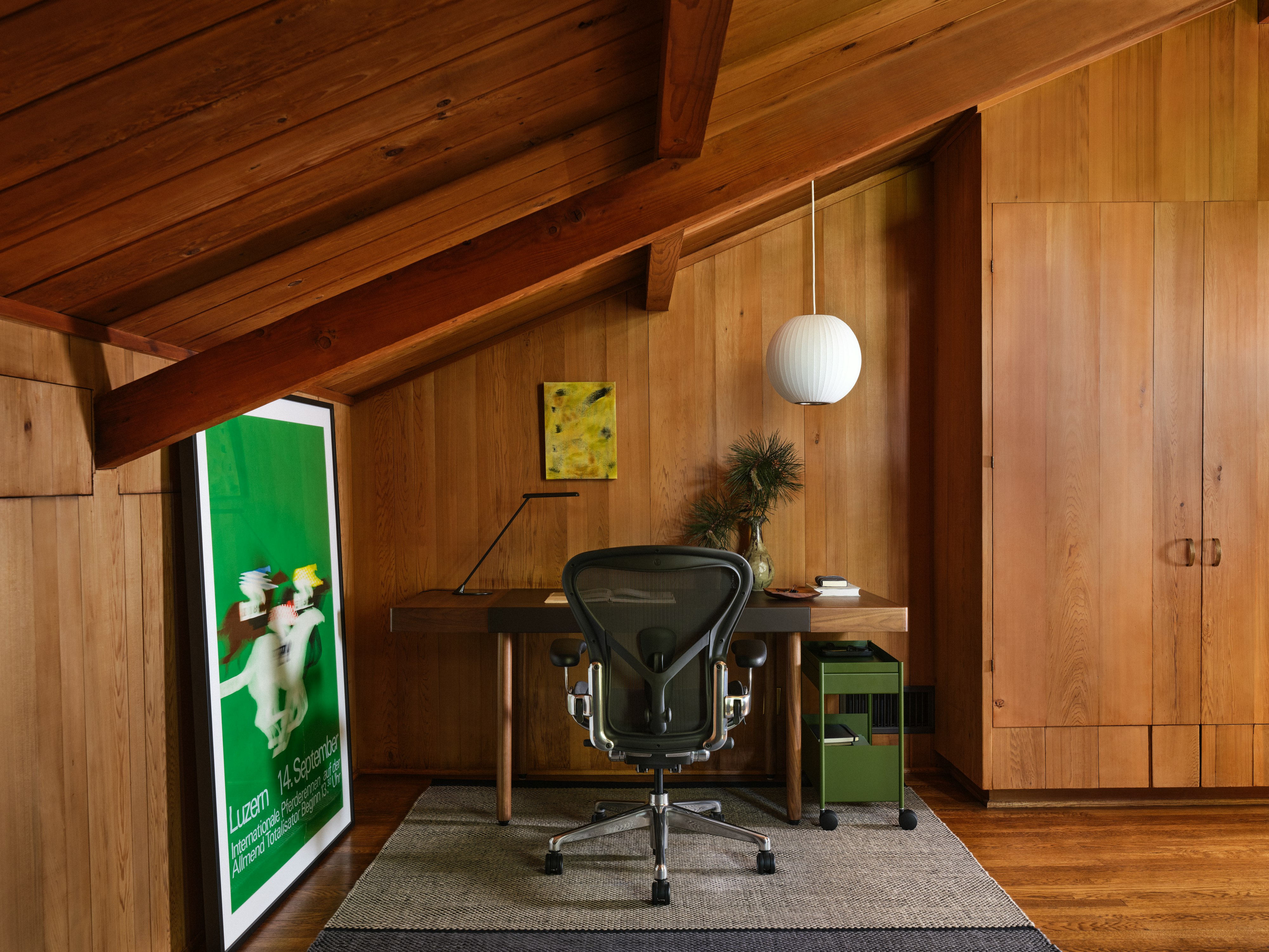 New Canaan Leatherwrap desk with Aeron Chair