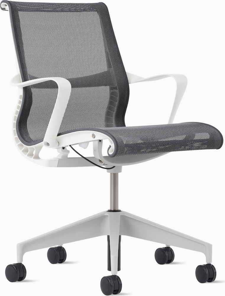 Setu Task Chair - Ribbon Arms,  Intercept,  Carbon,  Studio White,  Silver Alloy