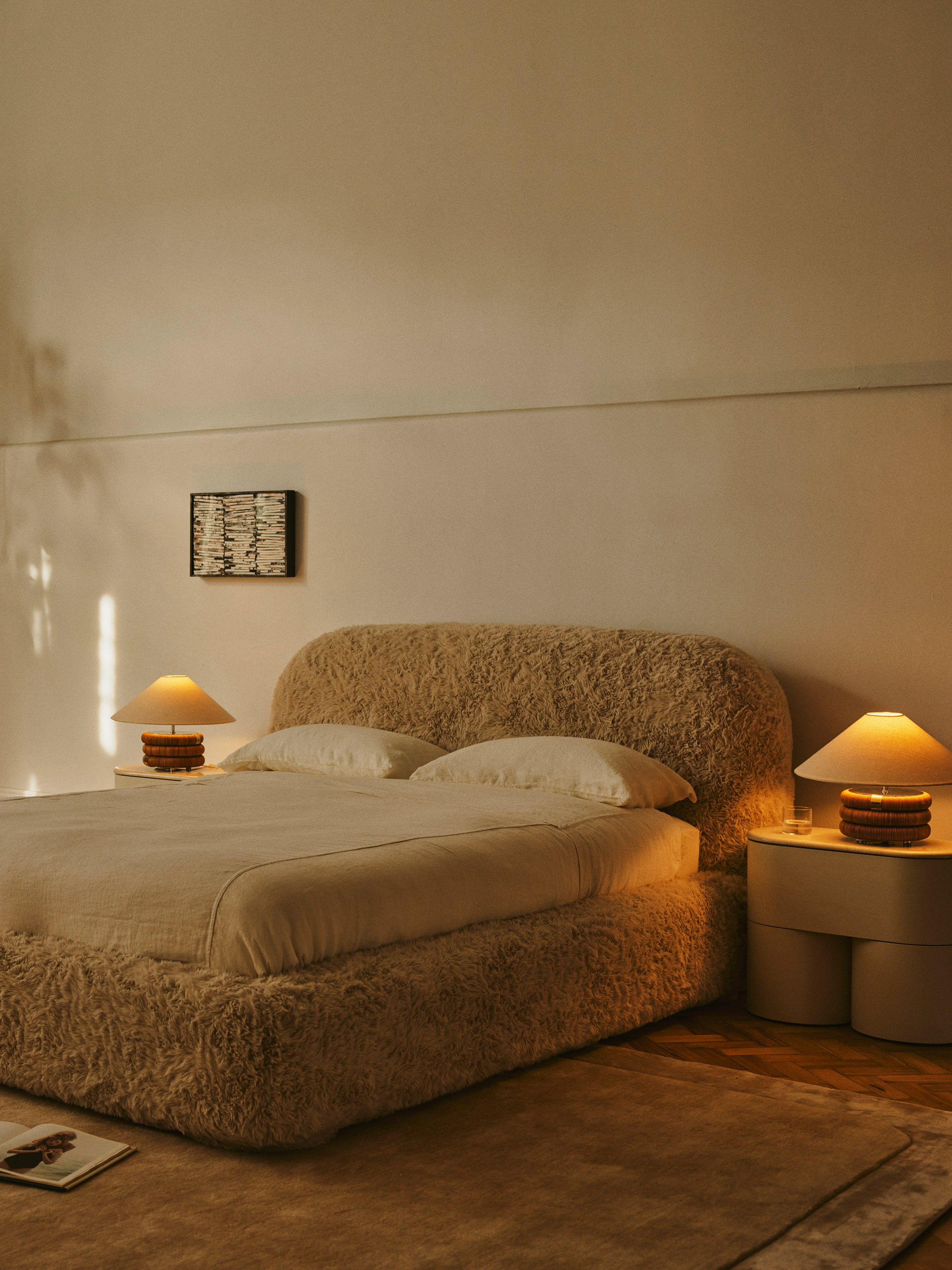 Lull Bed - King, Fixed, Fabric, Paddington, Cashew 2.0