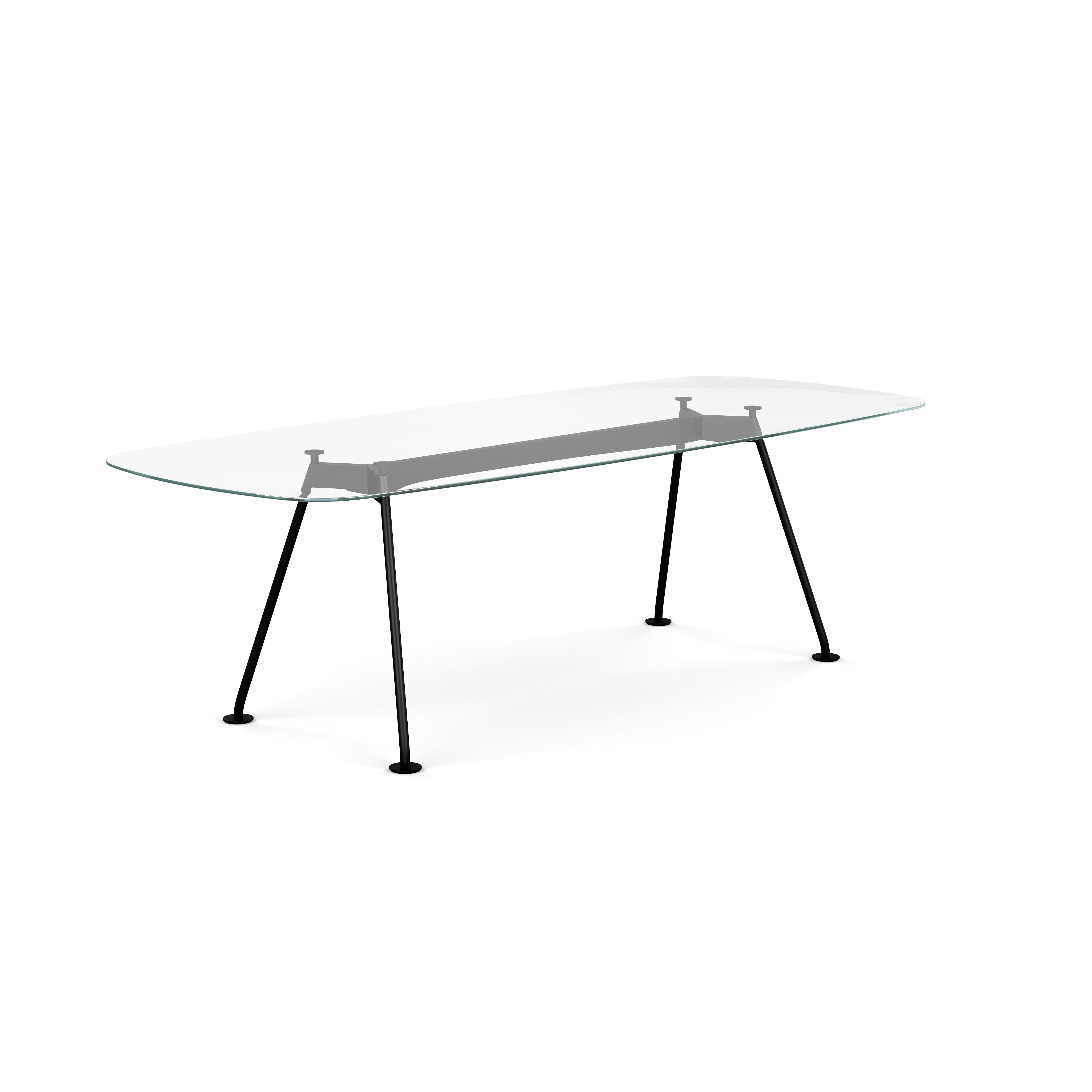 Grasshopper Dining Table - Rectangular,  94.5" ,  Clear Glass,  Black"