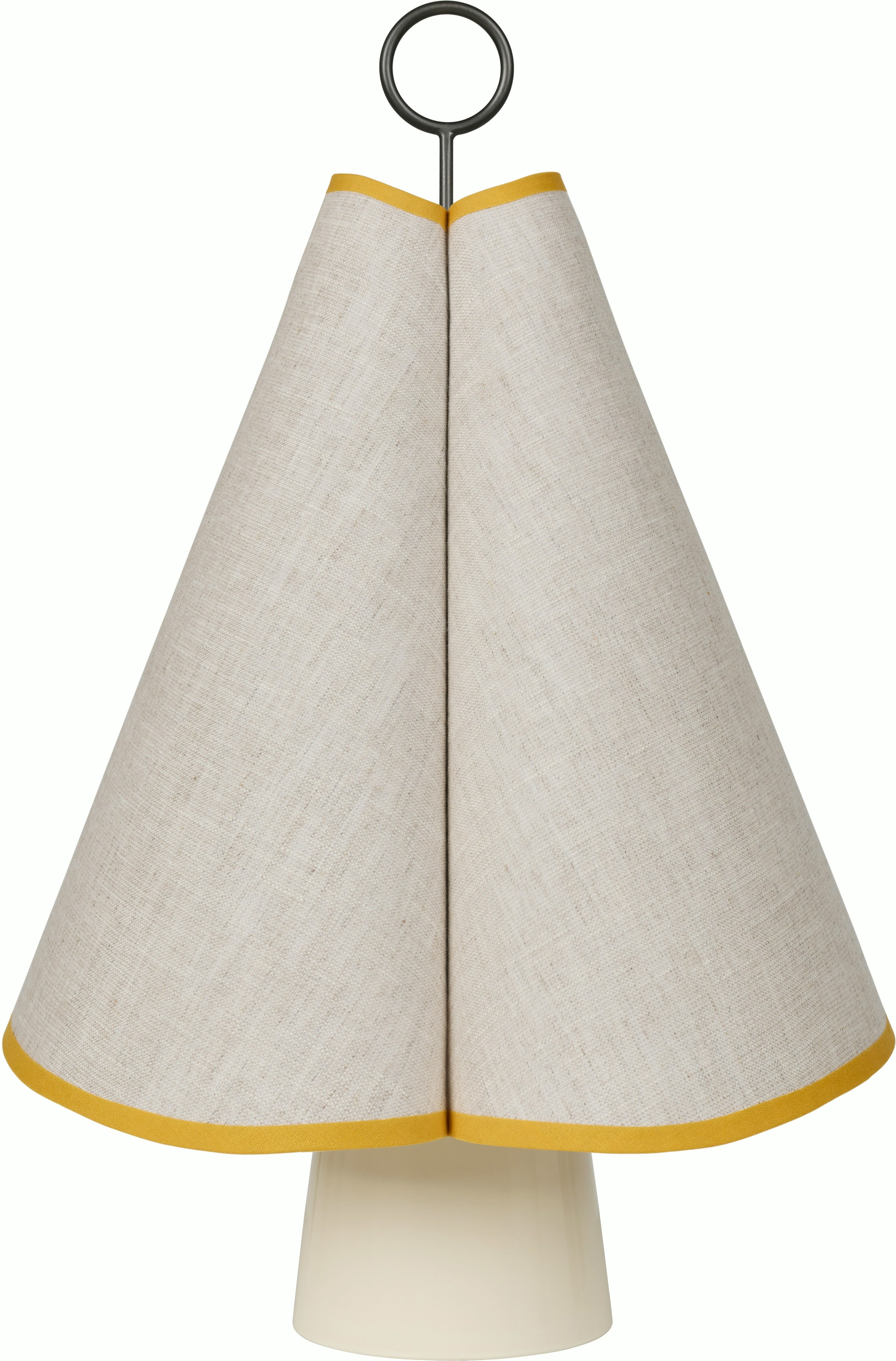 Hornbaek Table Lamp in Ceramic and Poppy Yellow viewed from the front
