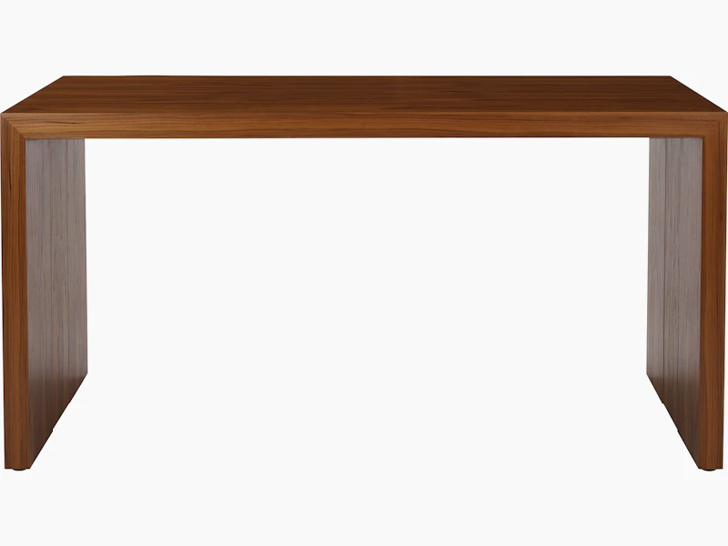 JD Waterfall Table in Walnut bar height, front view.