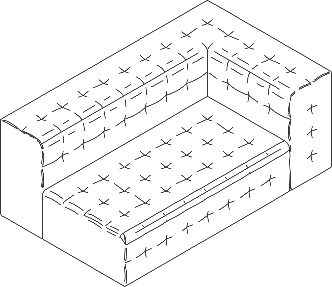 A line drawing - Rapport Settee | Left Arm