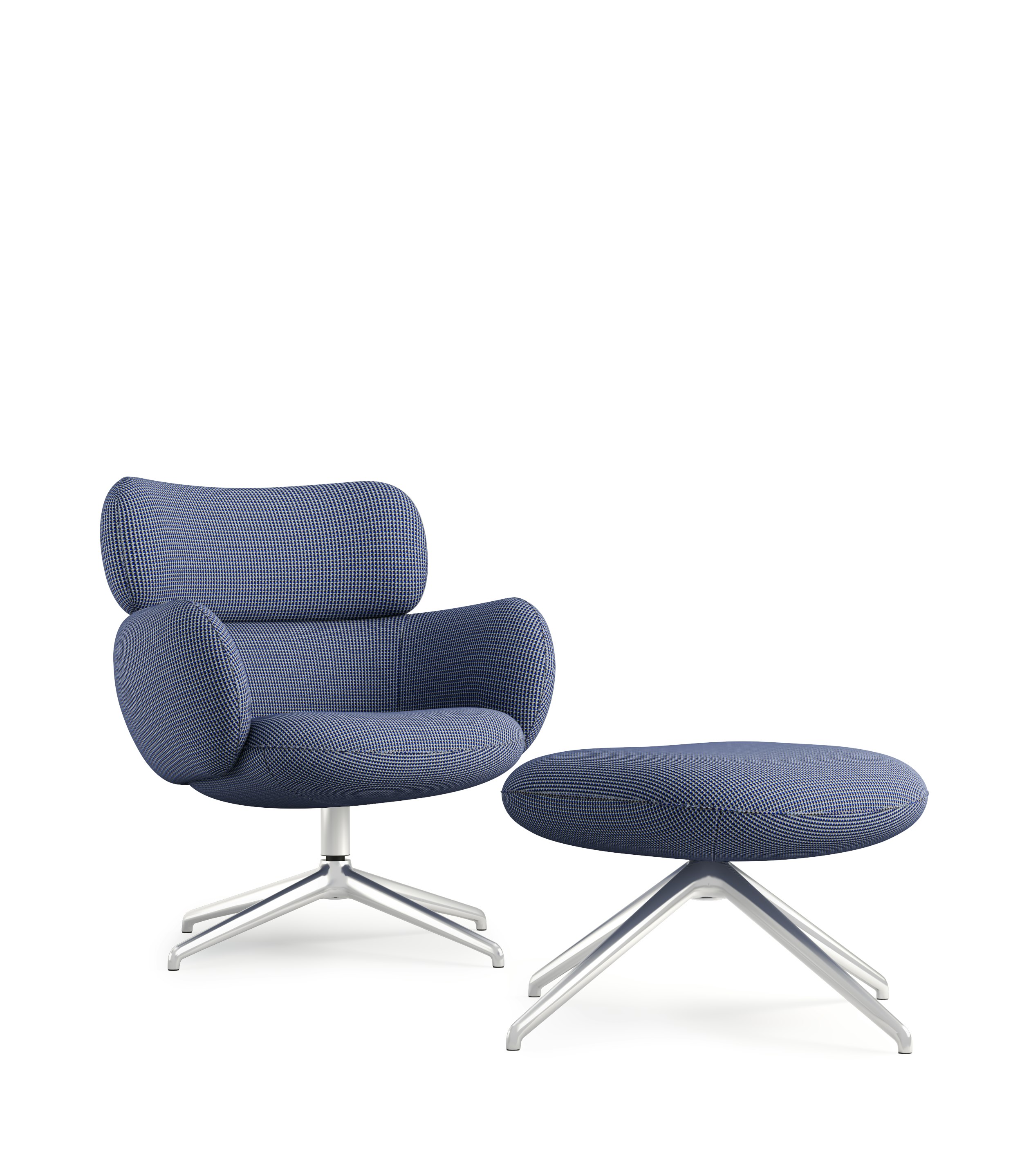 Blis Swivel Chair and Ottoman - Chrome, Oxbow, Trope