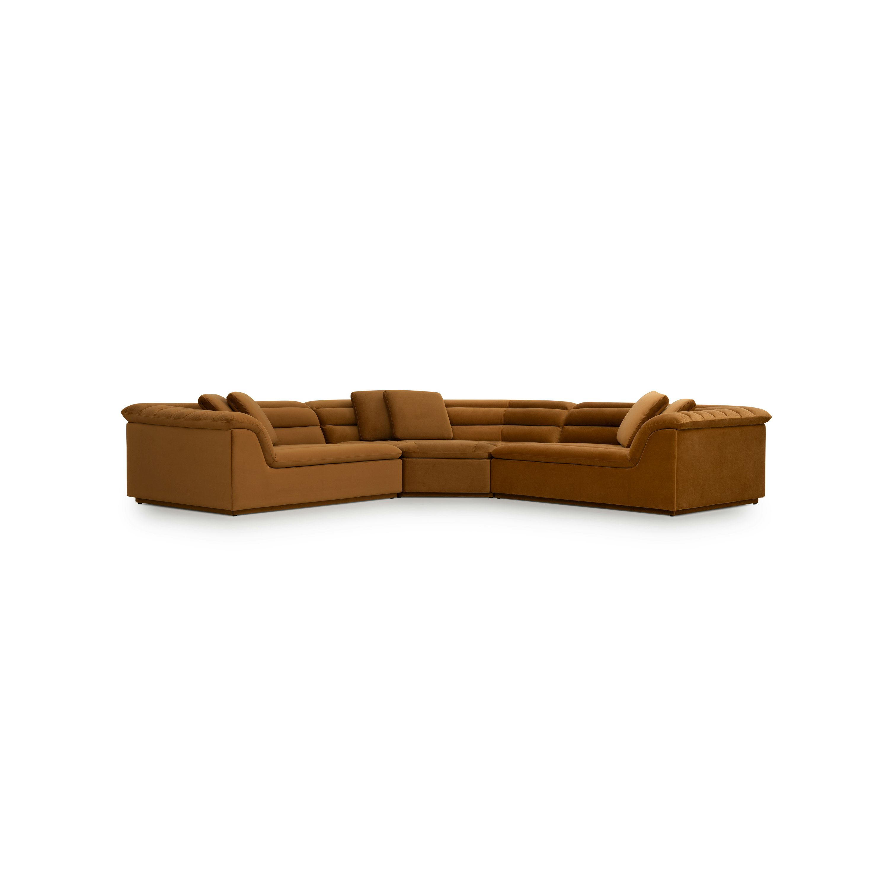 Float Sectional - 3 Piece Modular Sectional, SE Malibu Velvet, Cognac