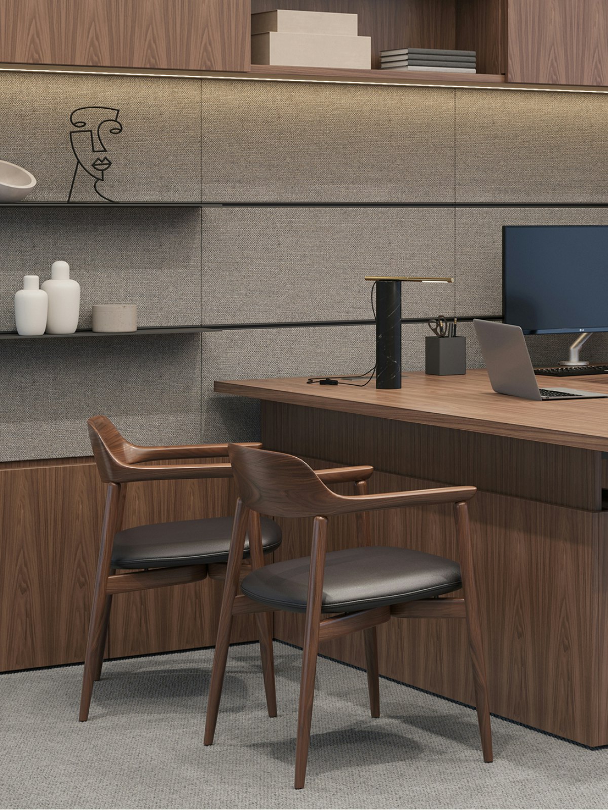 Crosshatch Armchairs in a Geiger One Private Office.