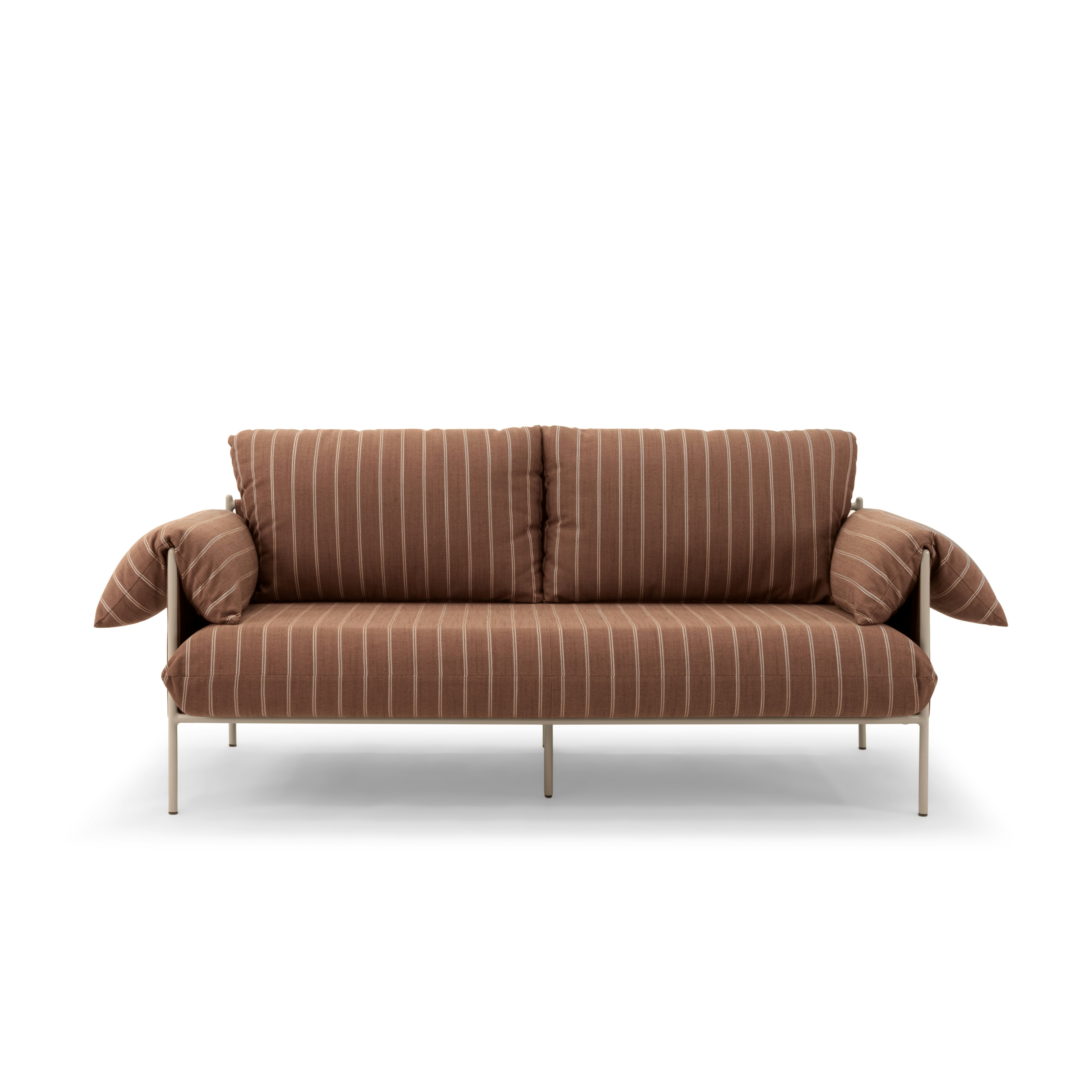 An Alva Outdoor Sofa in Terrarossa viewed from the front