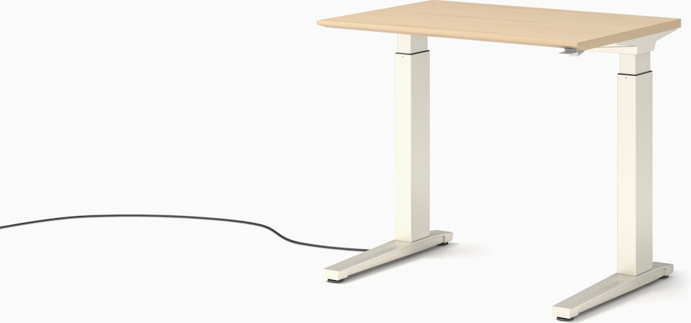 Renew Sit-To-Stand Desk - 23x34,  Veneer White Ash White,  Hidden Power