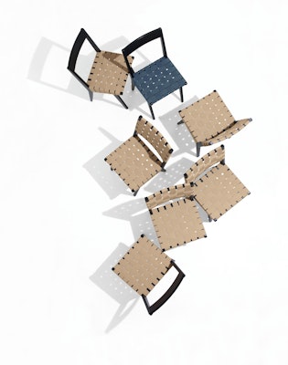 Risom Side Chairs in ebonized maple with webbed seat