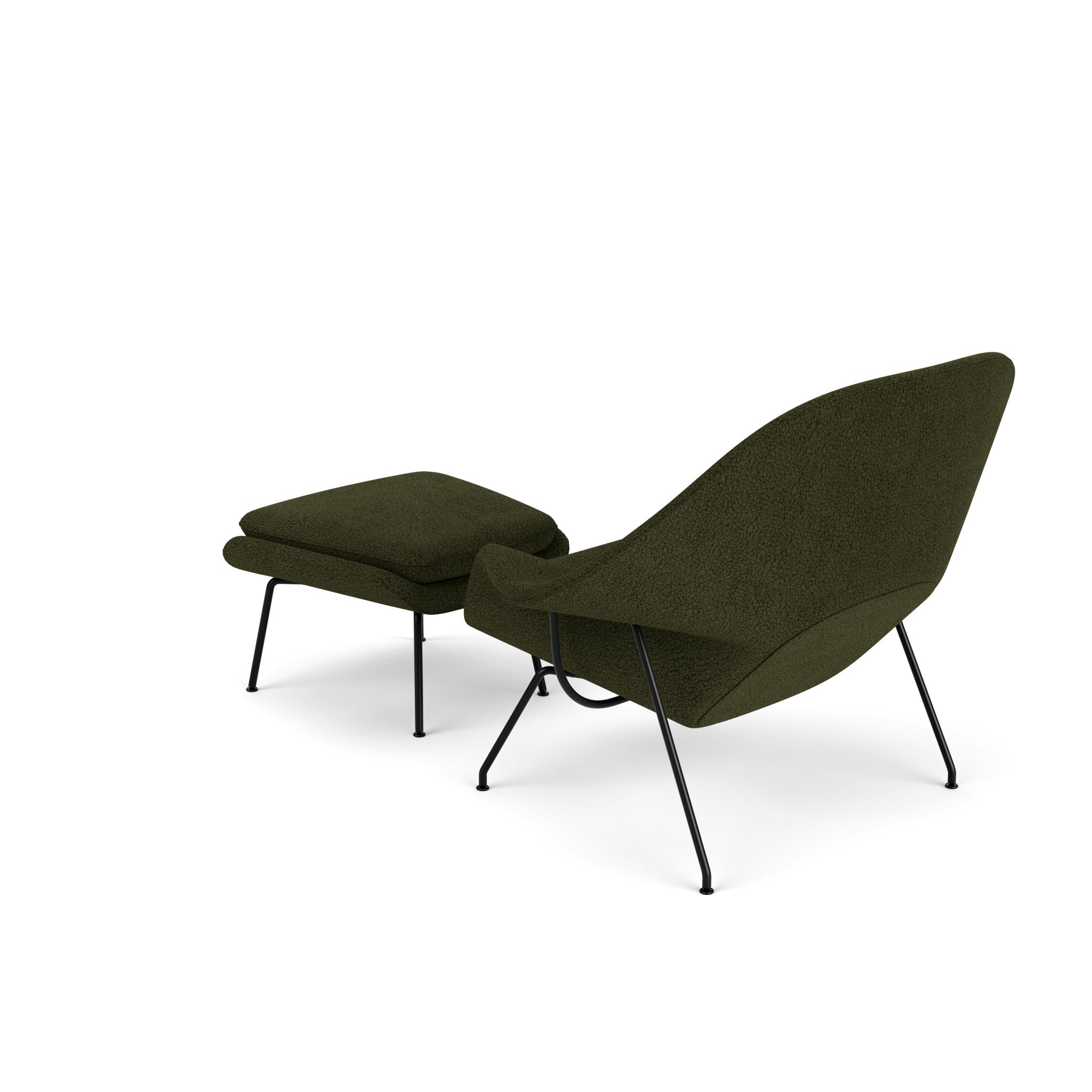 Womb Chair and Ottoman - Standard, Puff, Olive, Black
