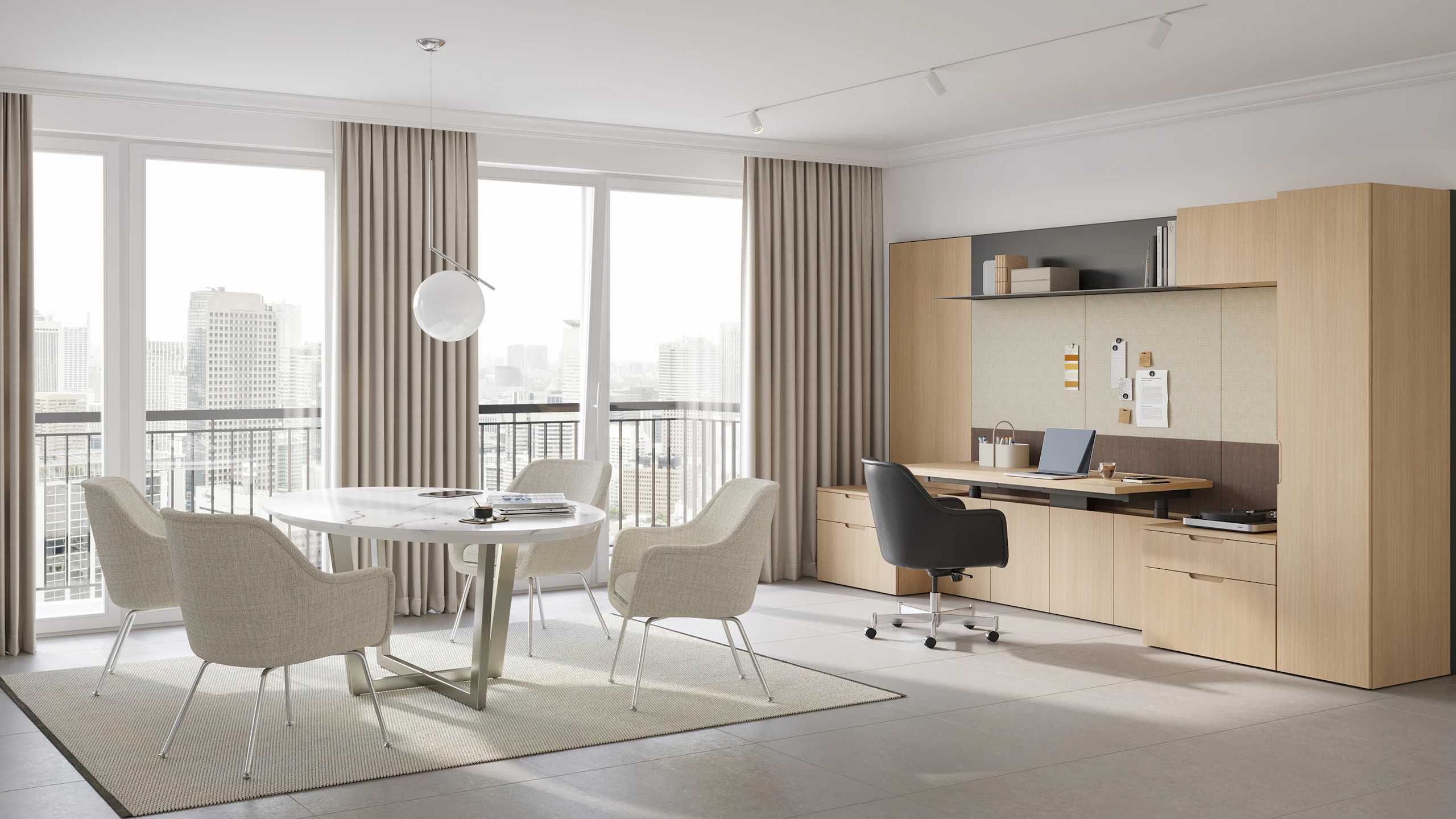 Bumper Side Chairs and Bumper Chair in Geiger One Private Office.
