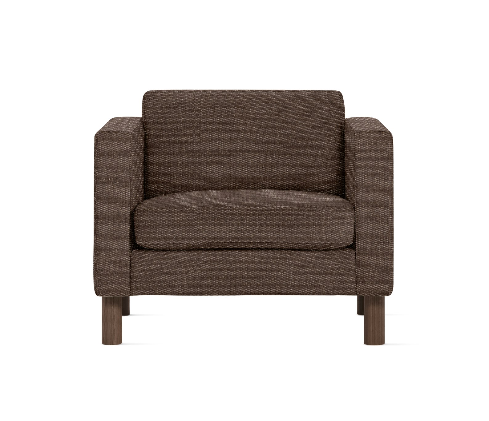 A Lispenard Armchair in Espresso / Walnut viewed from the front.