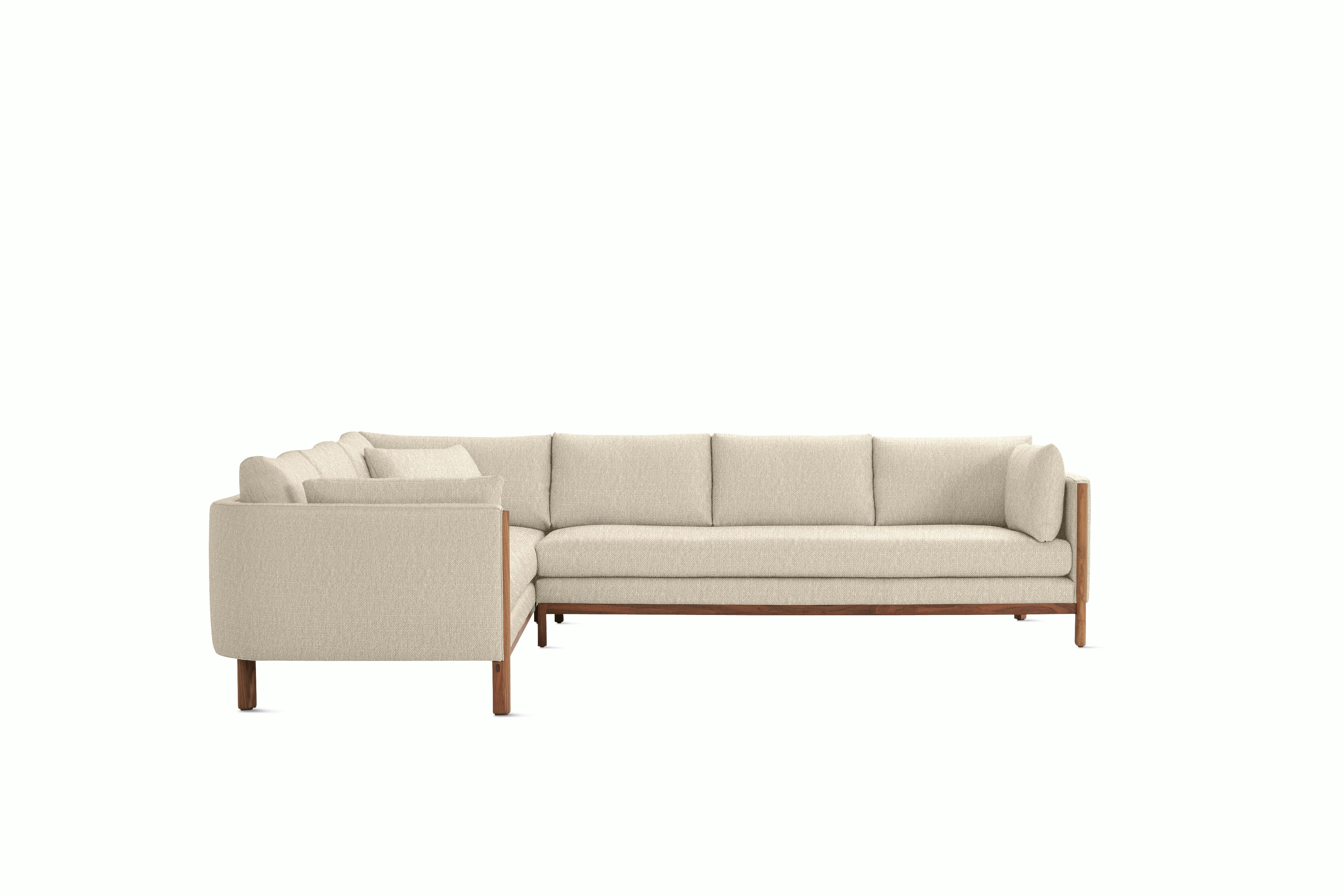 Emmy Corner Sectional Left - Album Linen, Gentle, Walnut Base