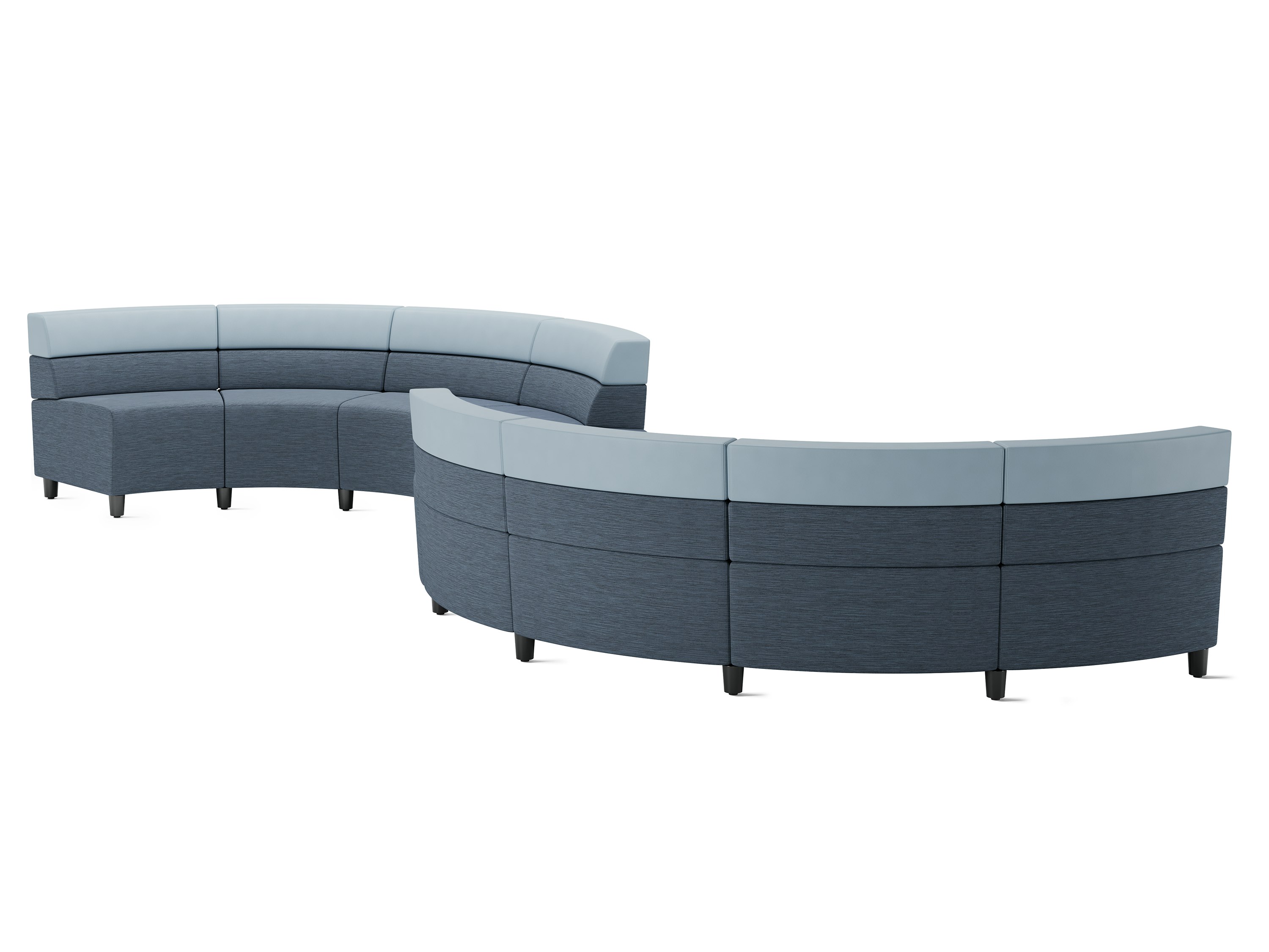 Steps Lounge System, serpentine, mid height, blue mixed
