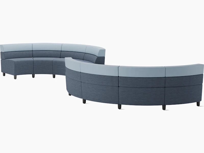 Steps Lounge System, serpentine, mid height, blue mixed