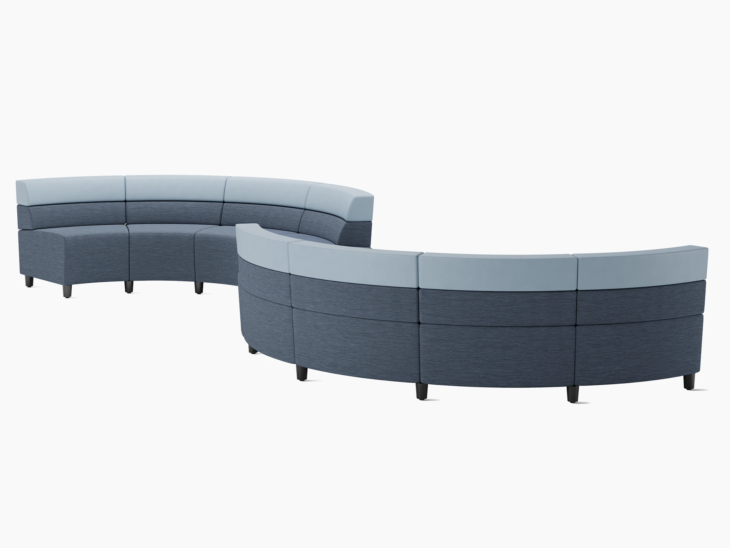 Steps Lounge System, serpentine, mid height, blue mixed