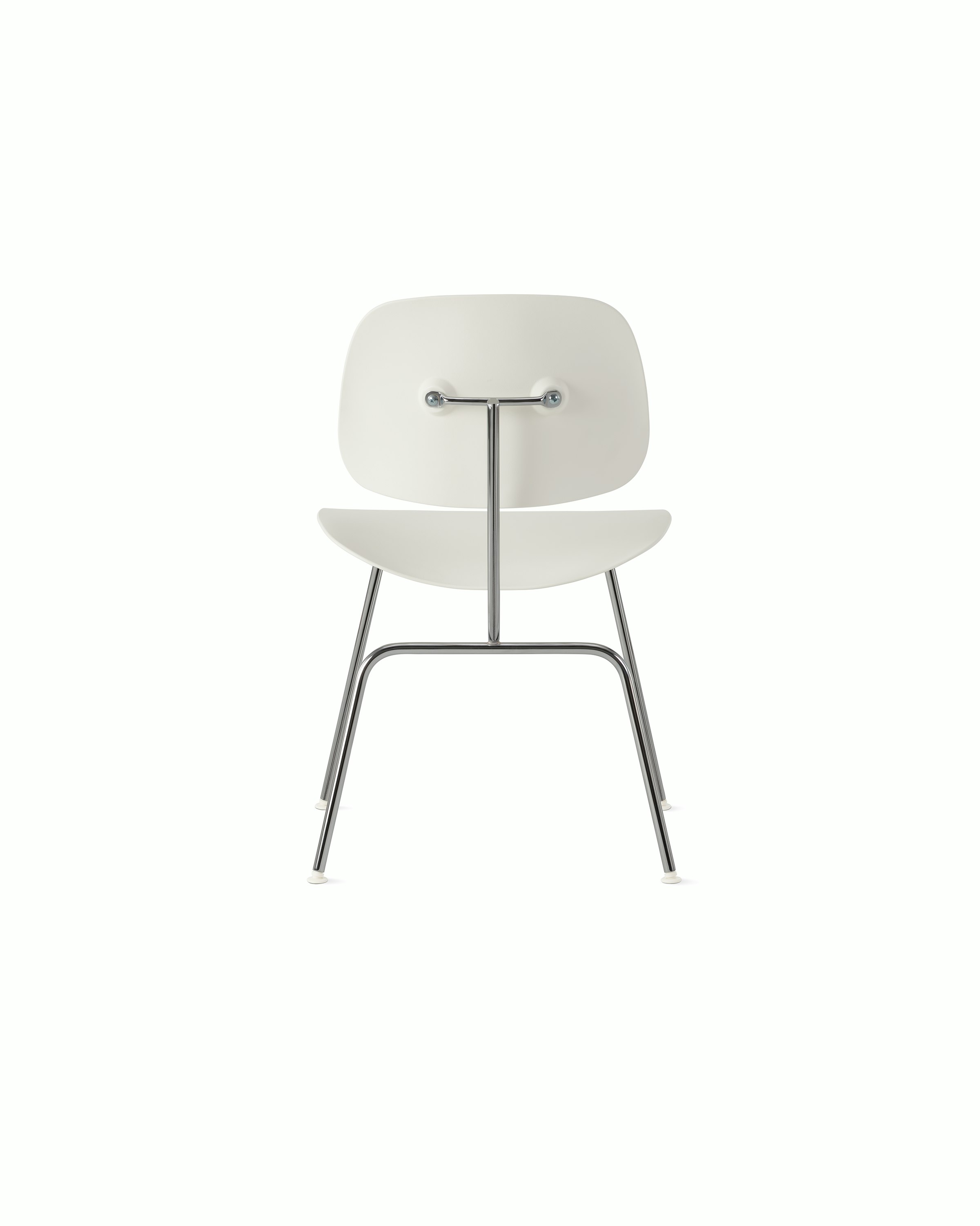 White and Chrome - Eames Molded Plastic Dining Chair (EC-127) 
