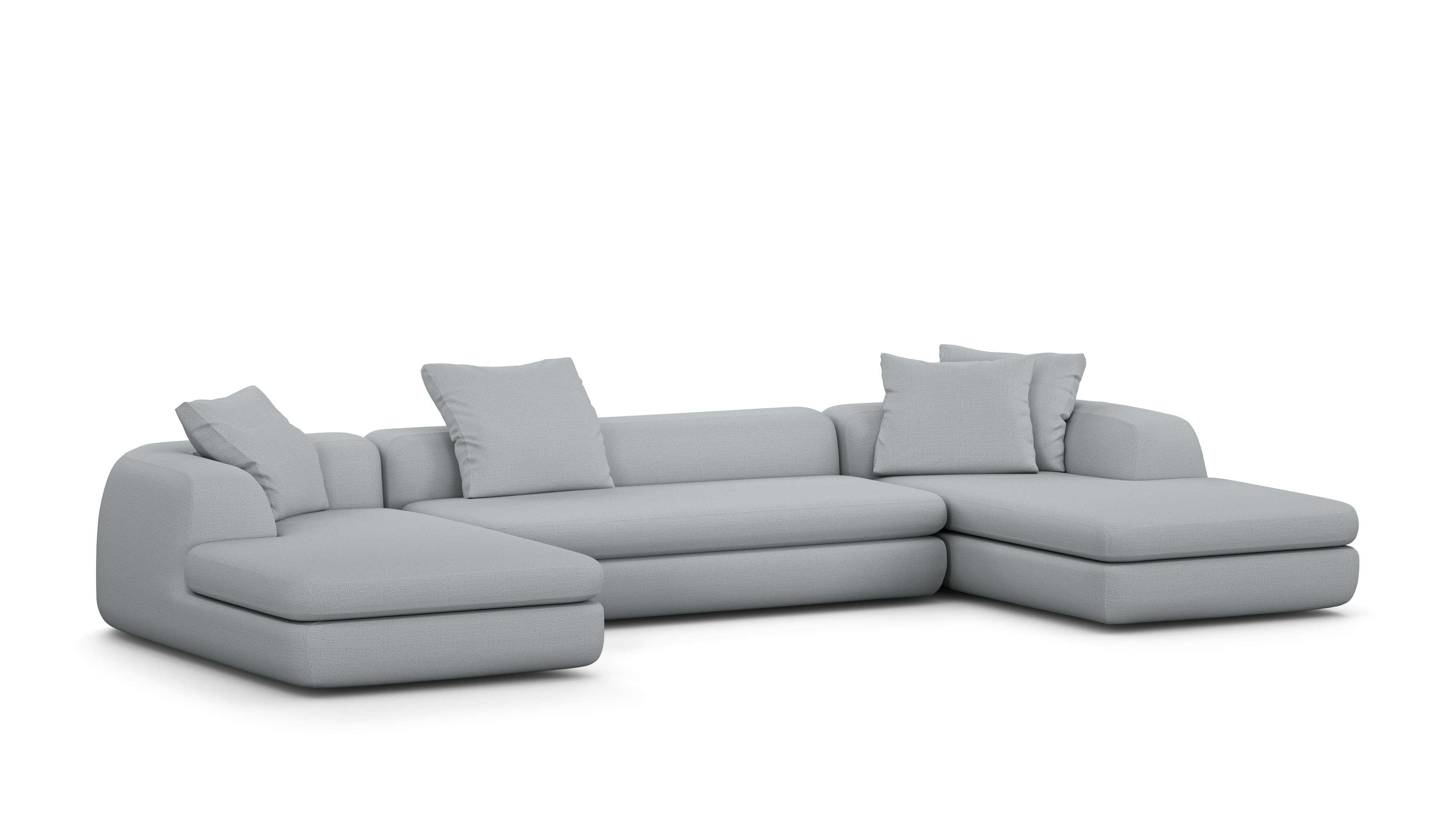 A Atlason Americano Double Chaise Sectional in Fog viewed from the front.
