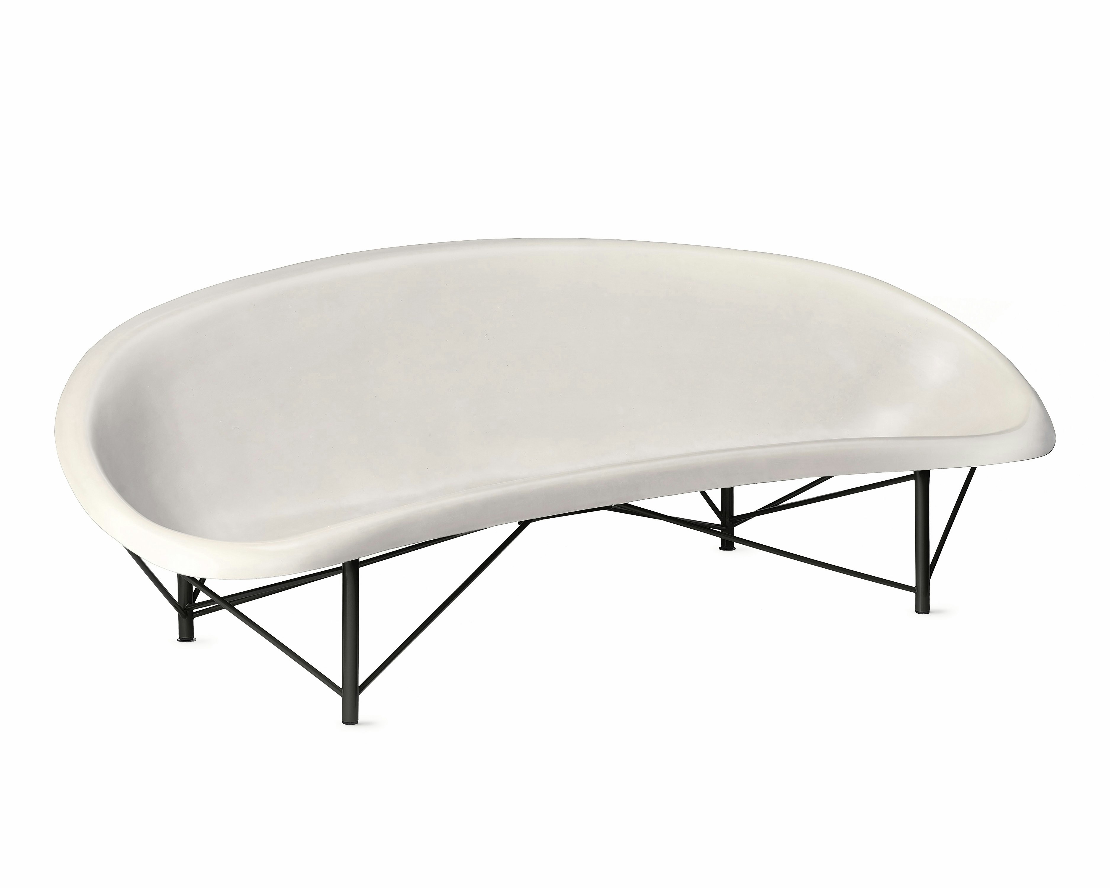 Helios Heated Lounge Sofa in Bone and Black viewed at an angle