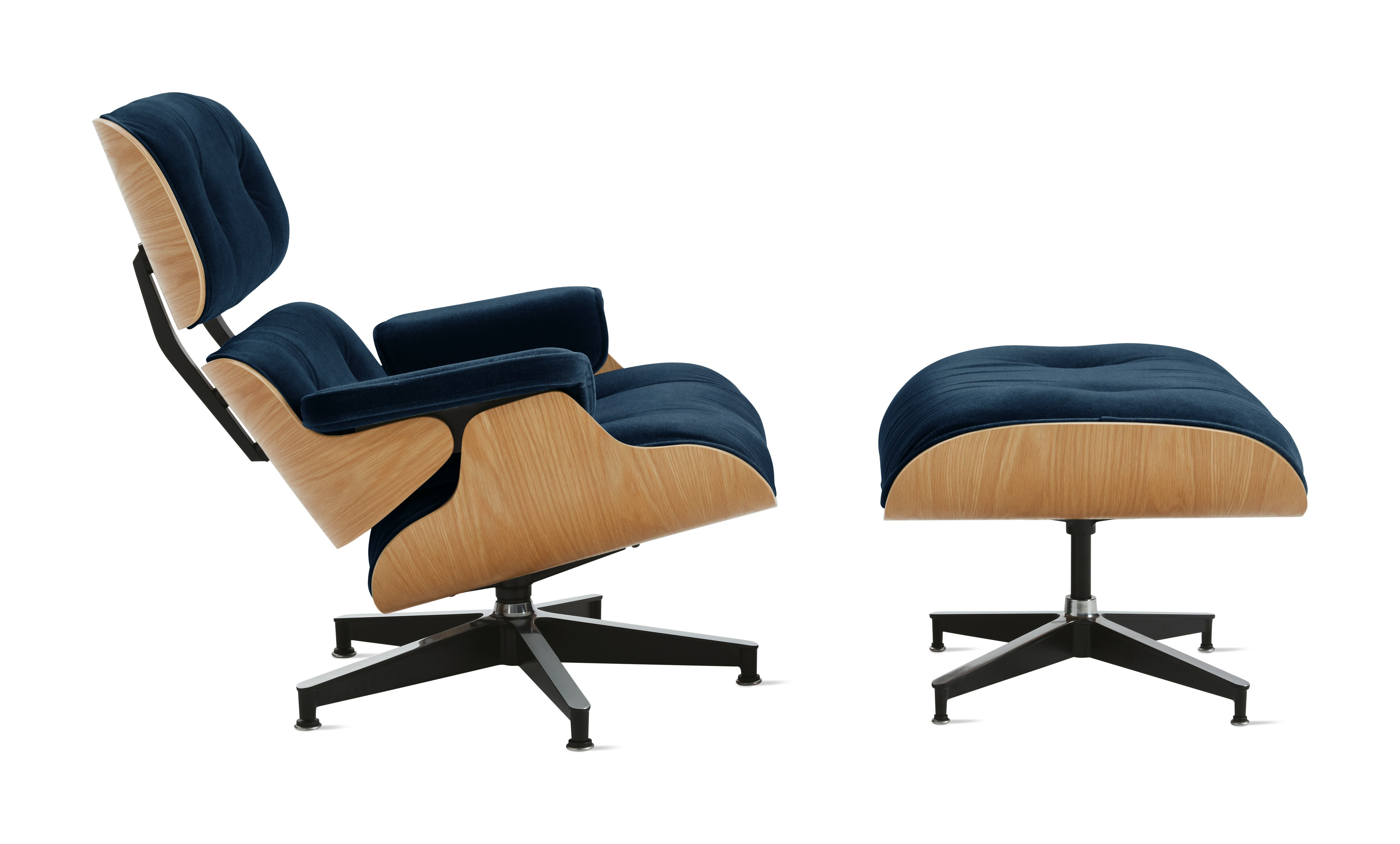 Eames Lounge & Ottoman  - White Oak,  Mohair Supreme,  Aviator