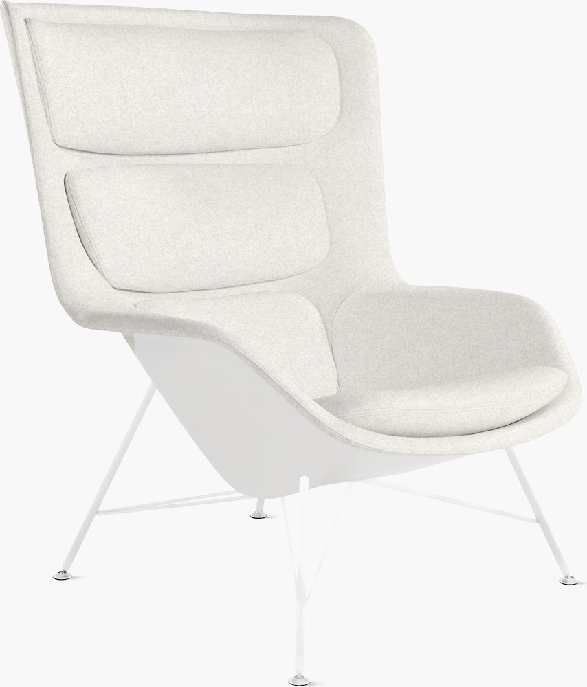 Striad Lounge Chair in High Back,  Wire Base White,  Luce,  Blanched with White Shell