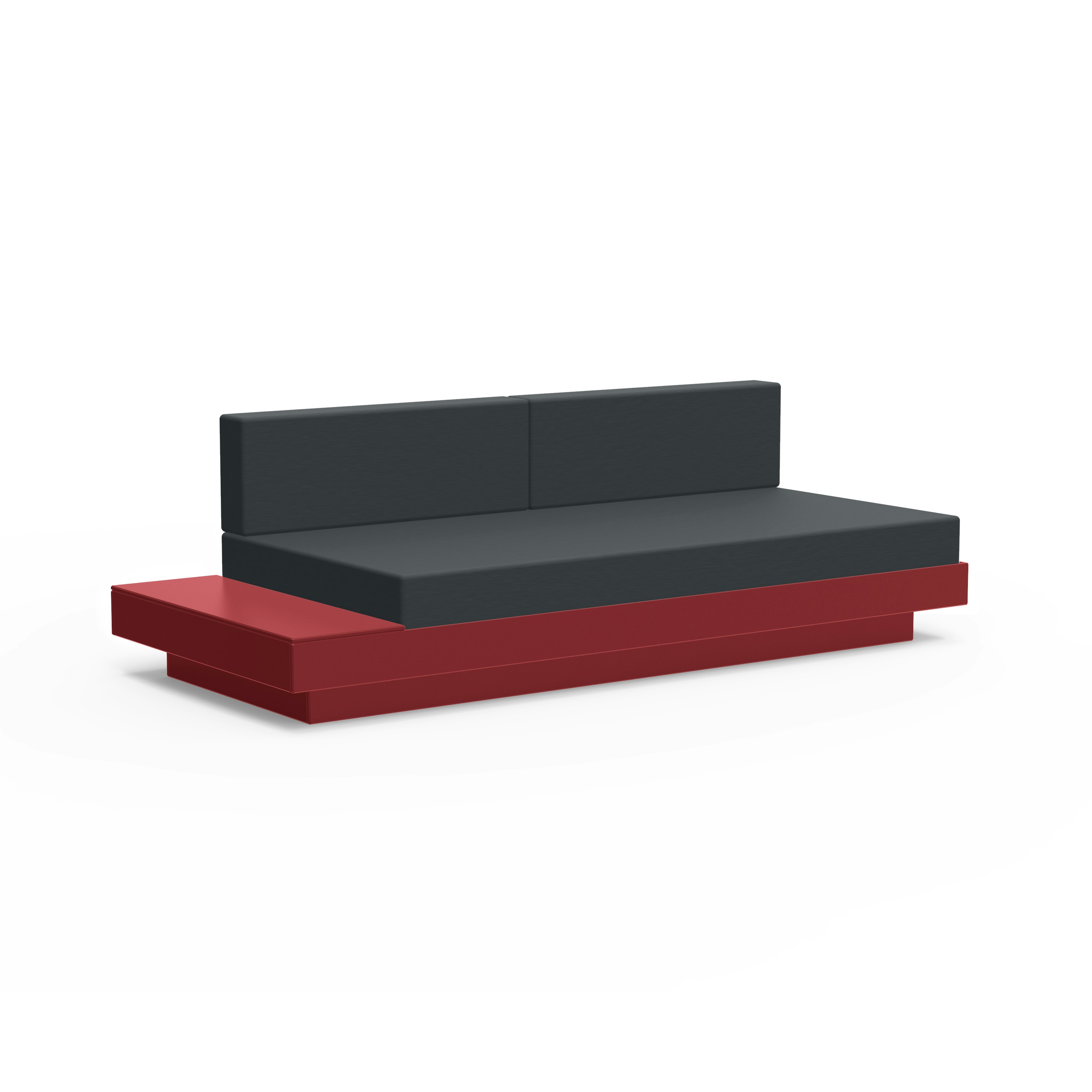 Platform One Sofa with One Table,  Chili Frame,  Charcoal Cushions