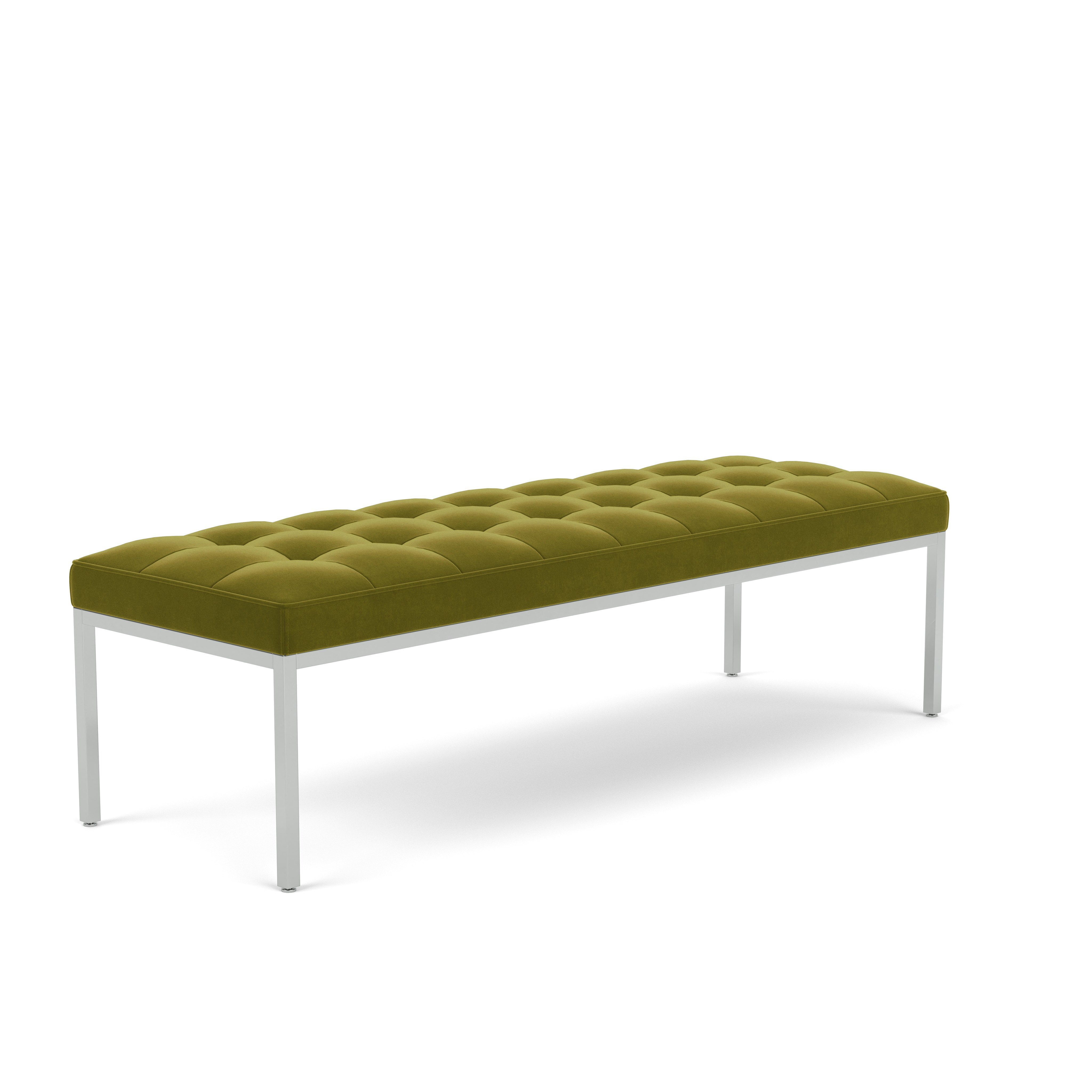 Florence Knoll Relaxed Bench - Large, Rectangular, Knoll Velvet, Moss