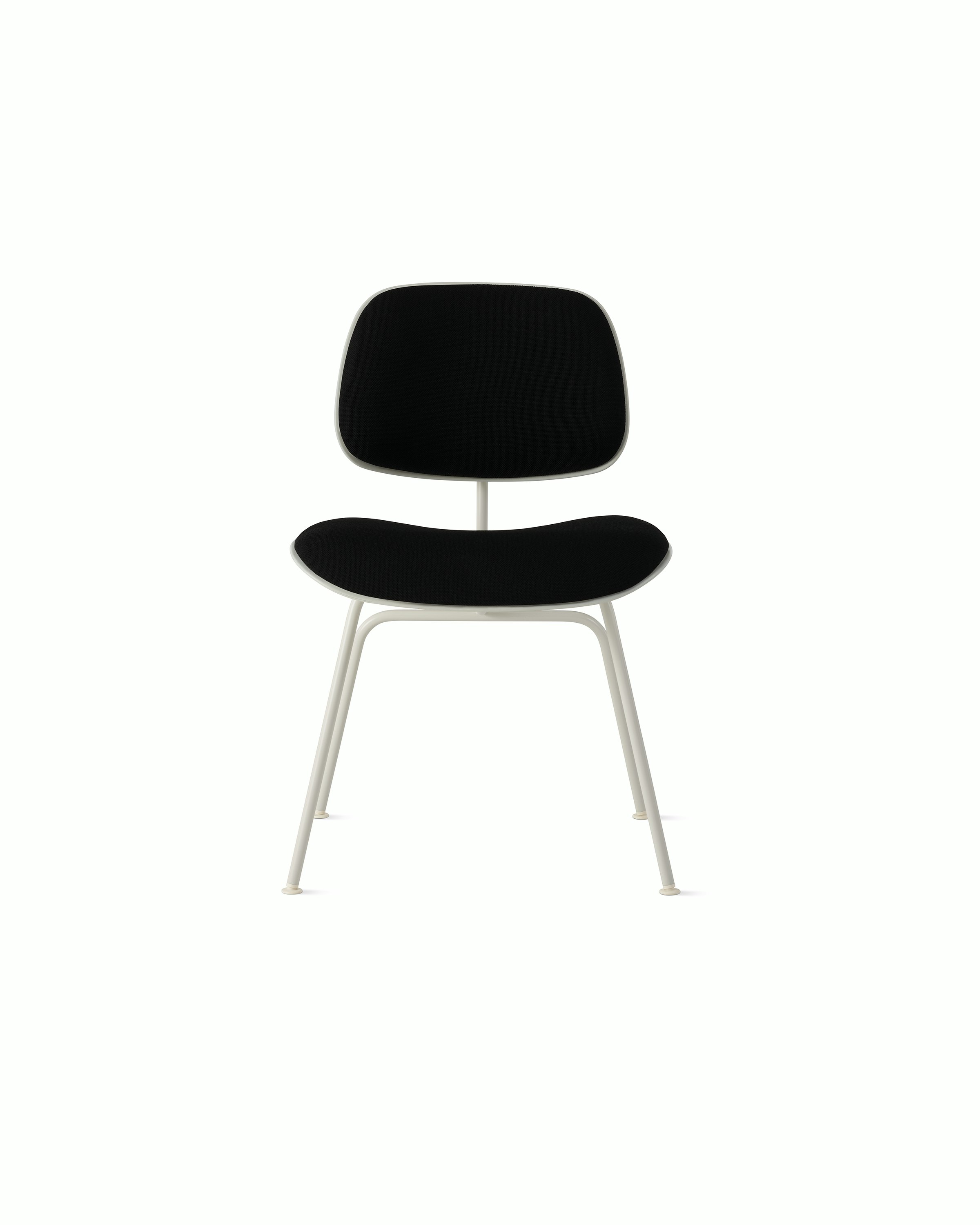 White, White, and Black Hopsak - Eames Molded Plastic Dining Chair (EC-127)