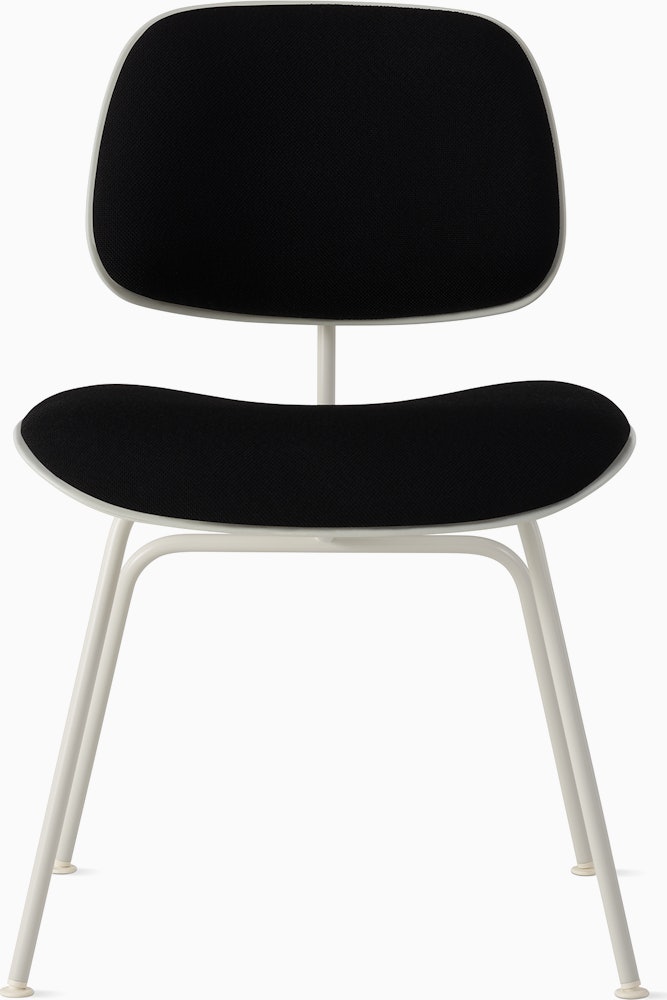 White, White, and Black Hopsak - Eames Molded Plastic Dining Chair (EC-127)