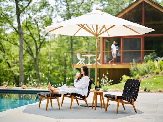 risom outdoor lounge chair ottoman side table jens risom