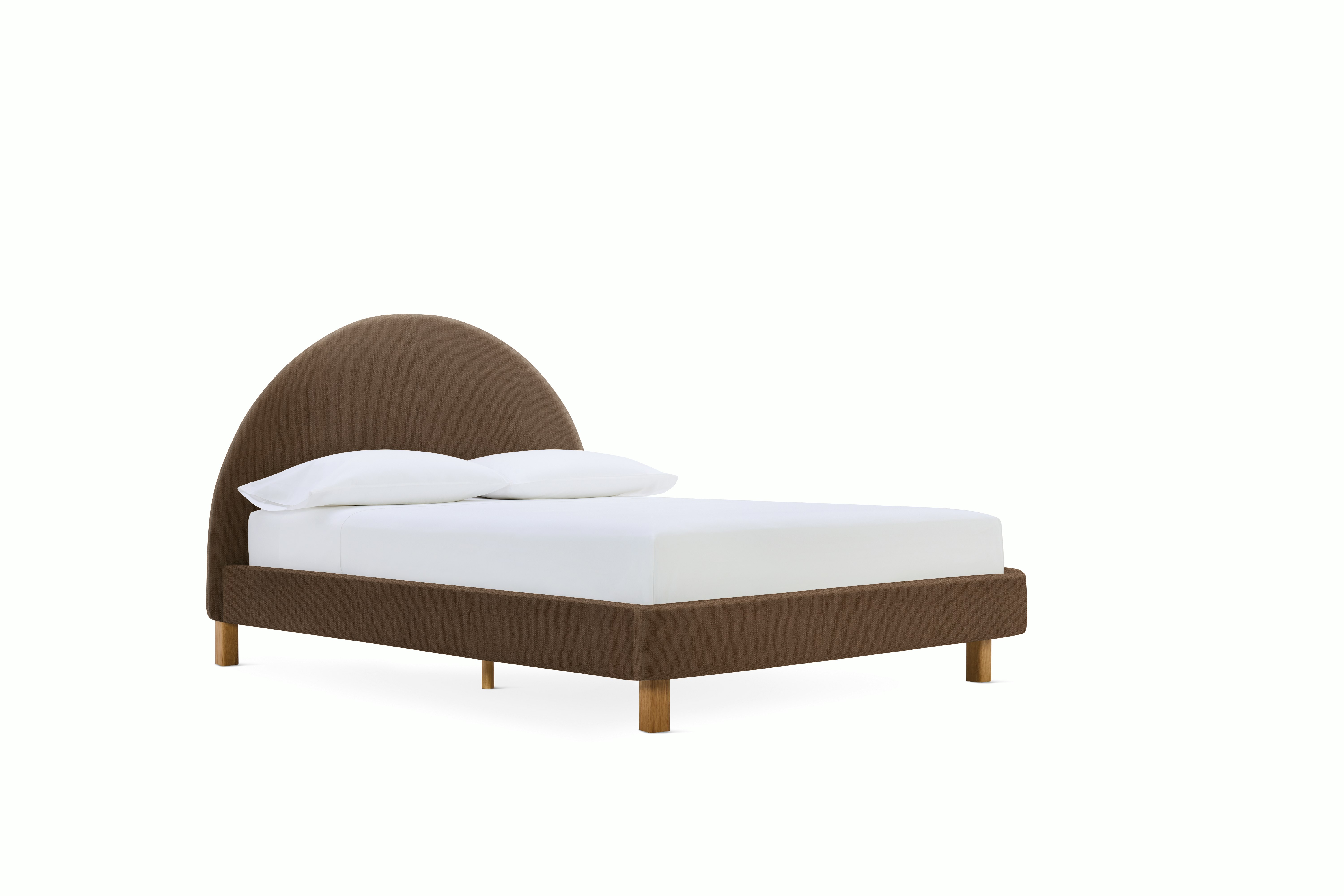 A Demi Bed in  Walnut viewed from the angle.