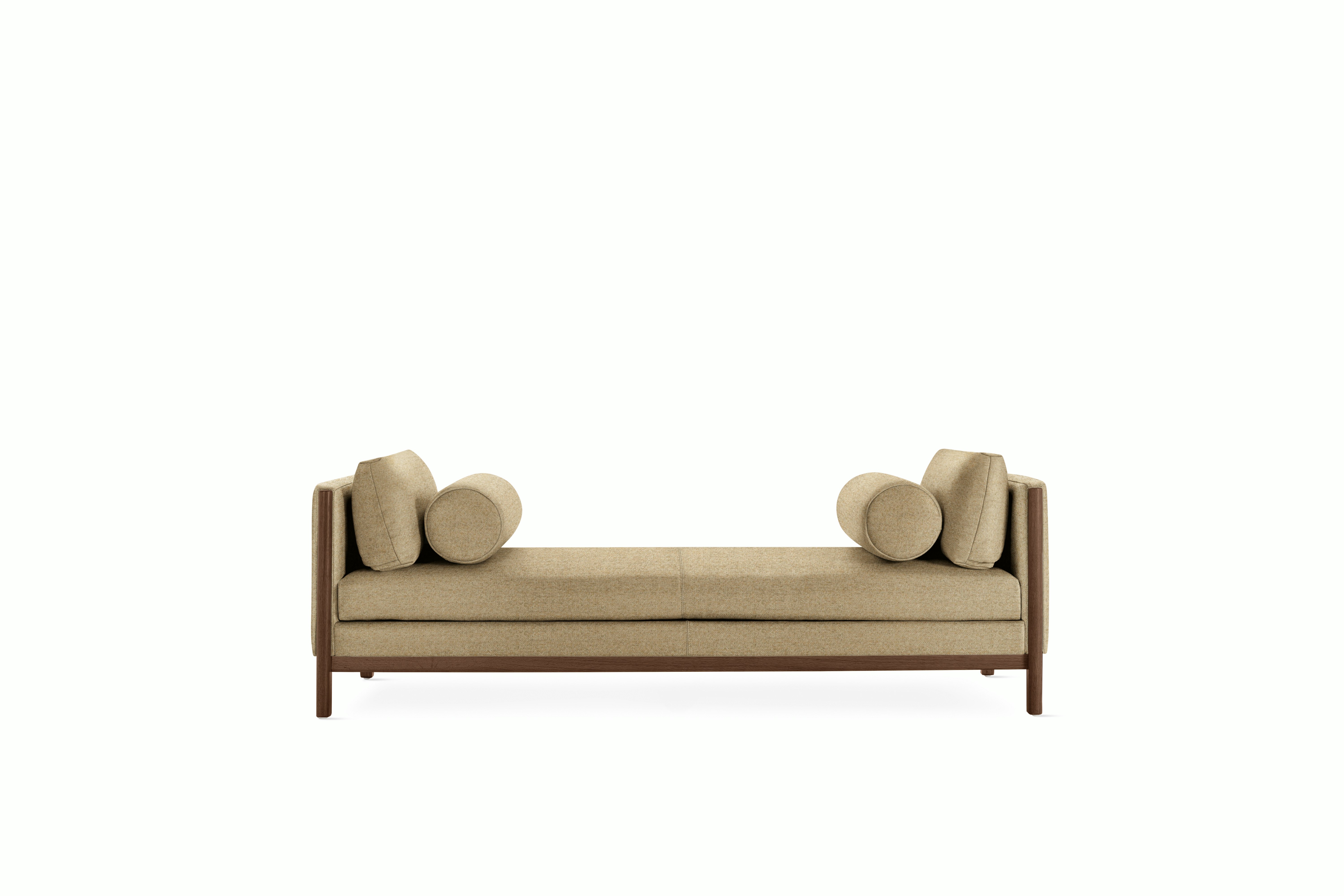 A Emmy Chaise in bisque viewed from the front.