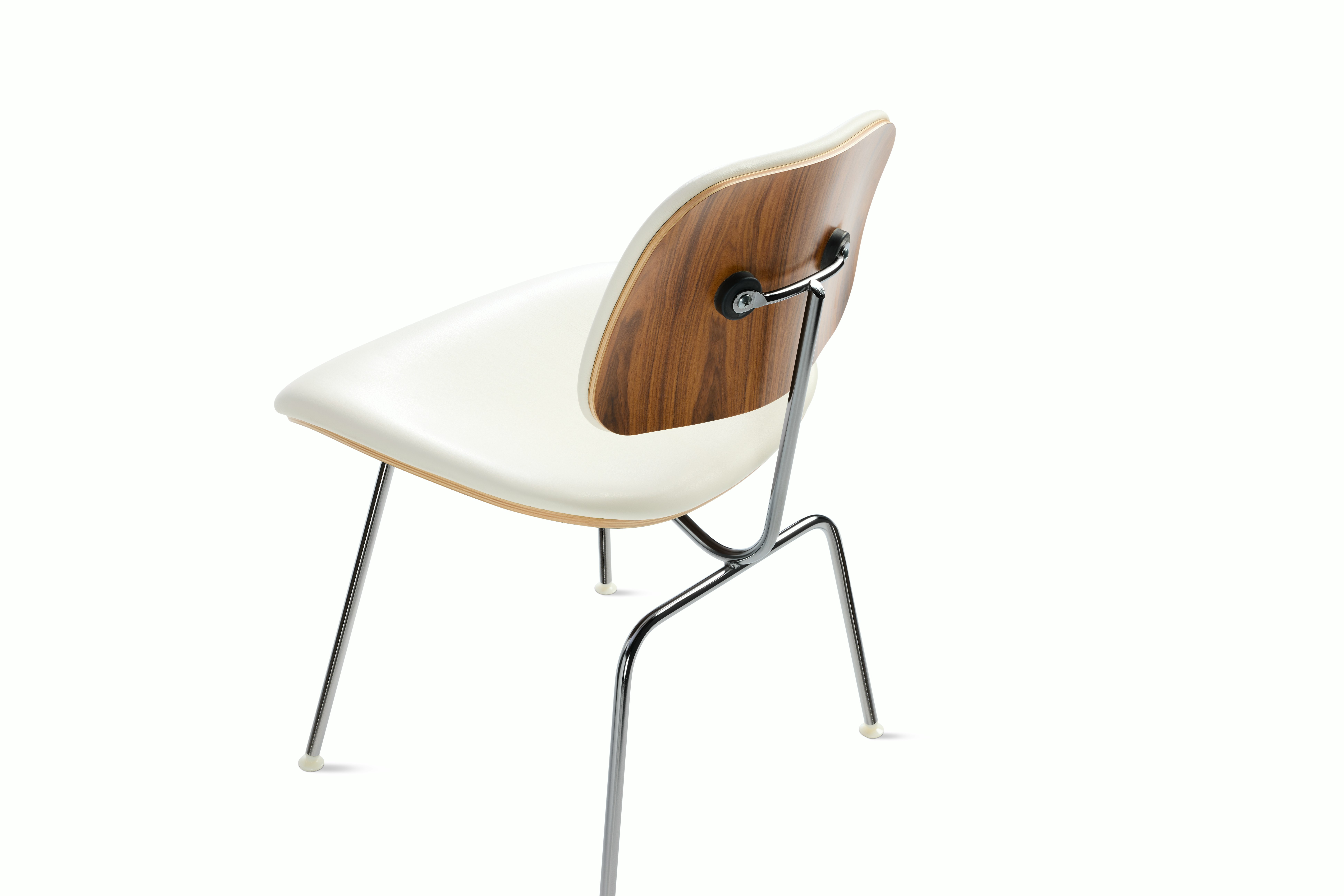 Eames Molded Plywood DCM - Upholstered,  Palisander,  Prone Leather,  Lotus,  Chrome