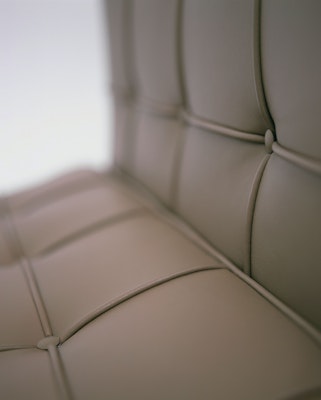 Barcelona Lounge Chair brown leather seat detail