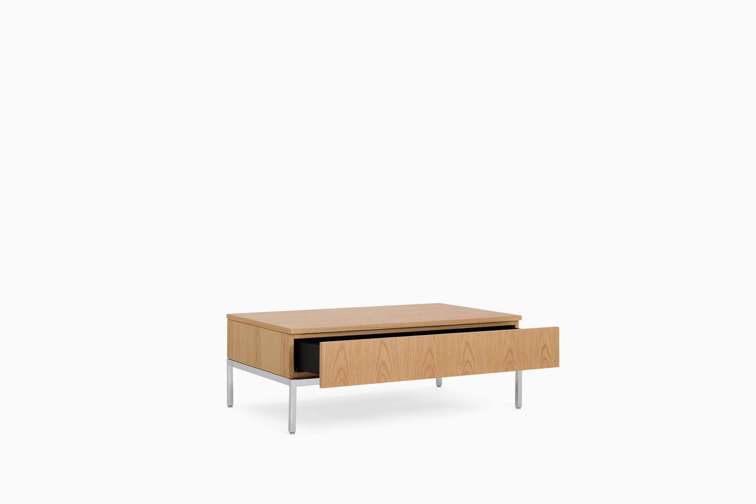 A Knoll Chermayeff Coffee Table in Oak viewed from an angle.