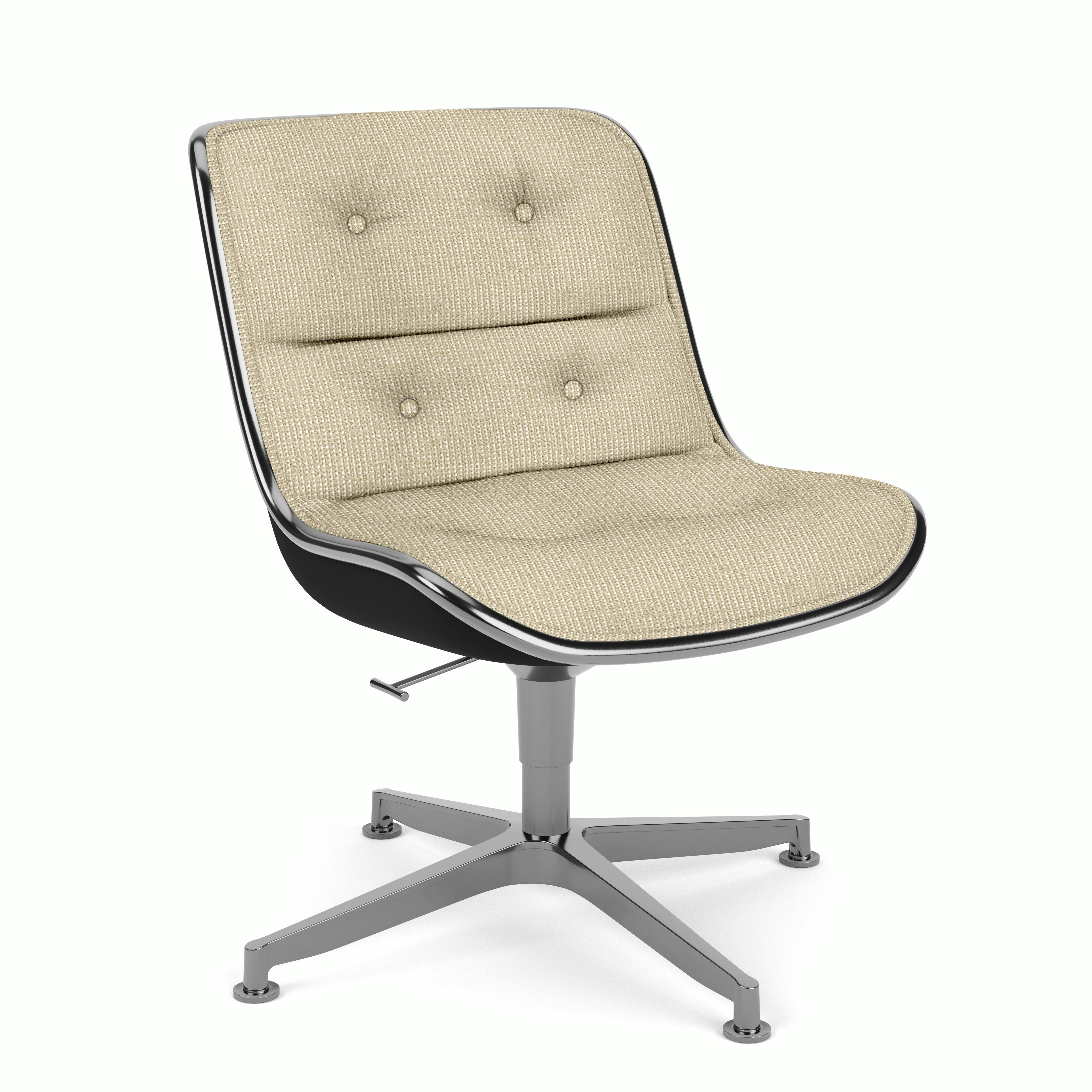 Pollock Executive Side Chair - 4 Star,  Polished Aluminum,  Prestini,  Beige and White