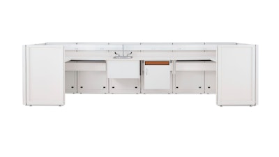 A front view of a white Co/Struc System by Herman Miller.