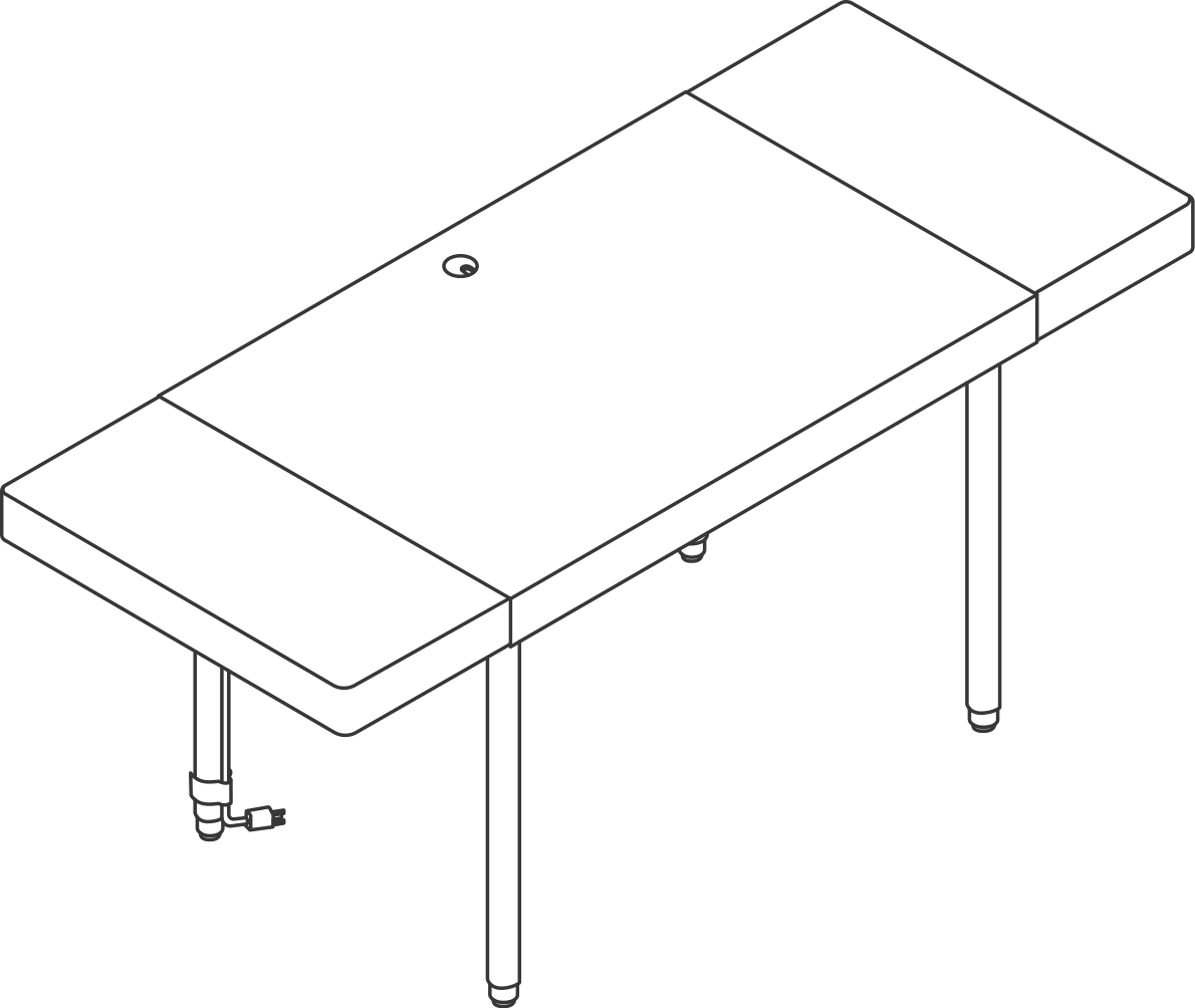 A line drawing - New Canaan Height-Adjustable Desk | Leatherwrap | 2 Drawers