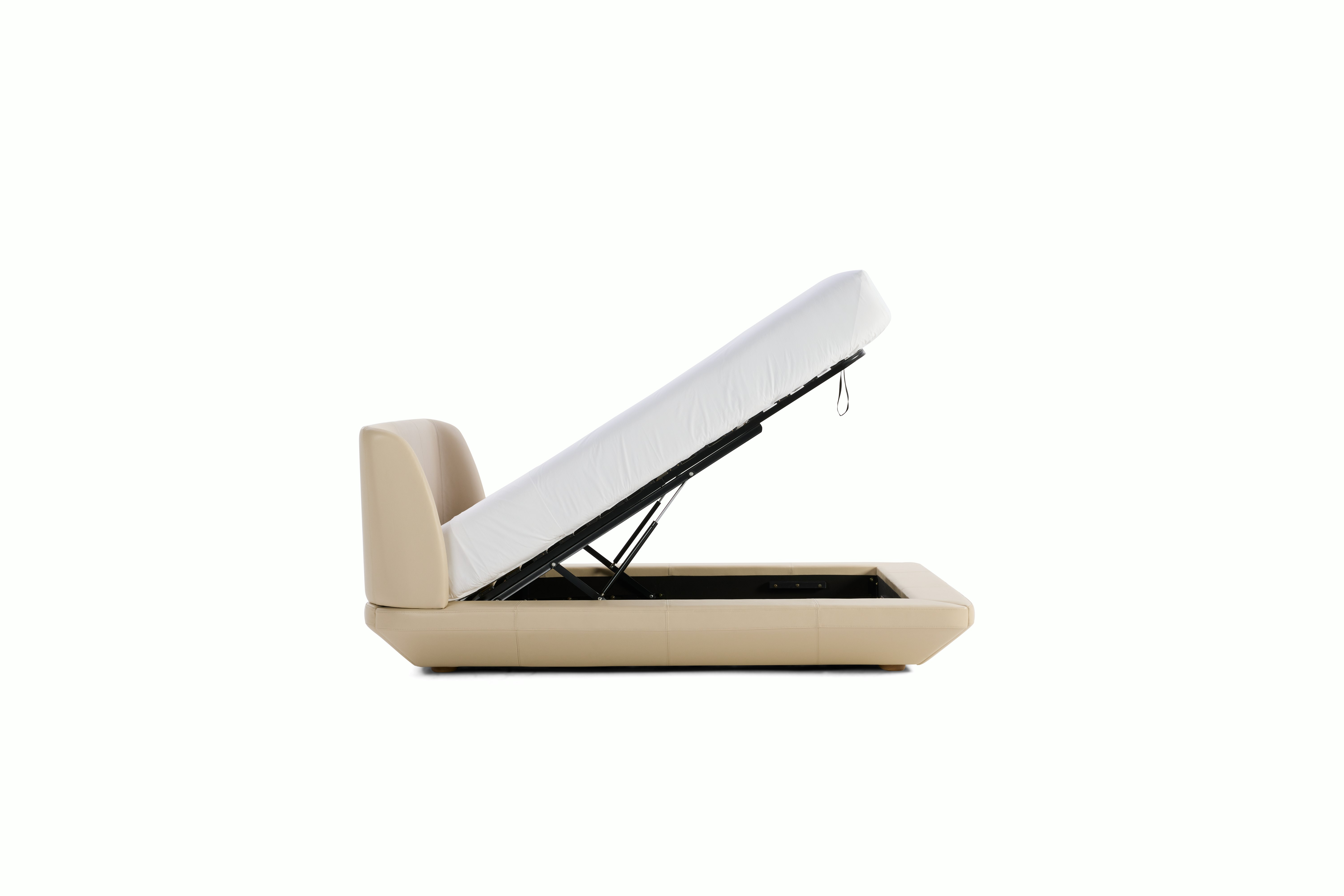 Galera Bed - Queen, Cream Leather