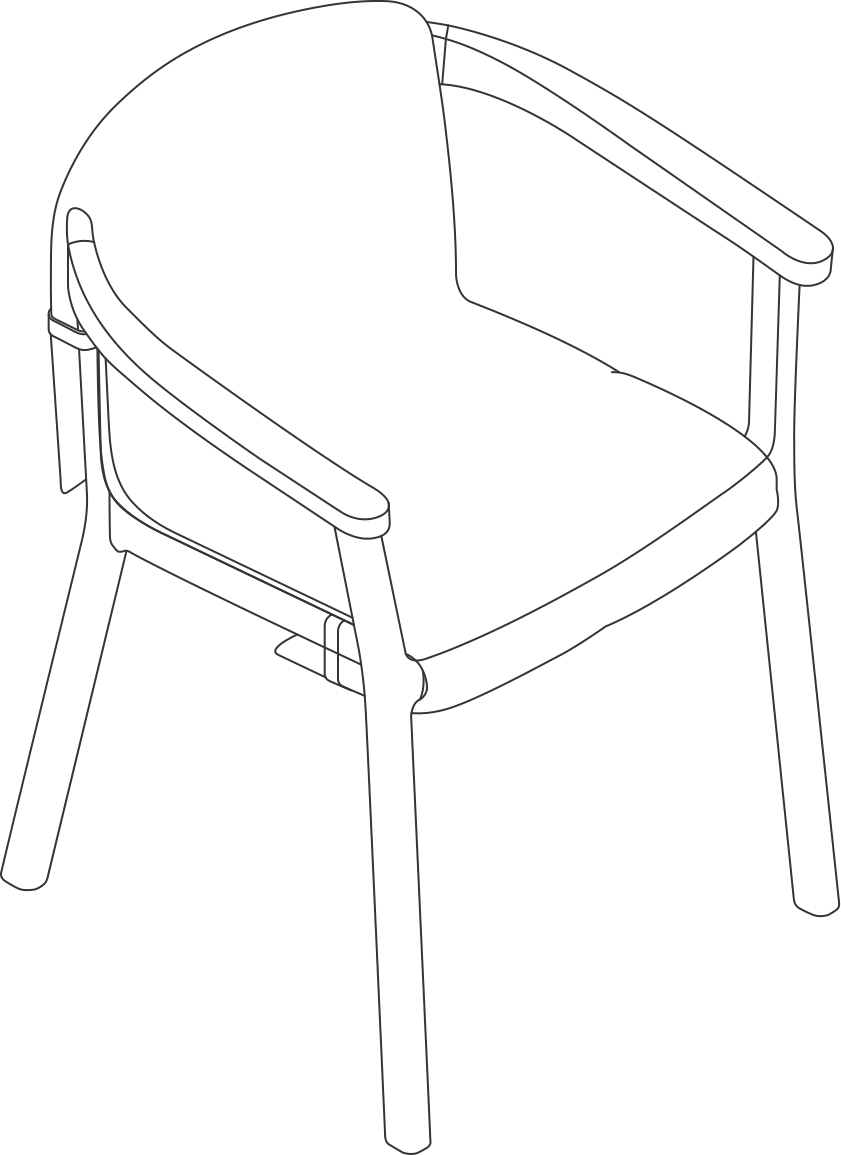 A line drawing - Lijn Armchair | Open Back | Quilted Wrap