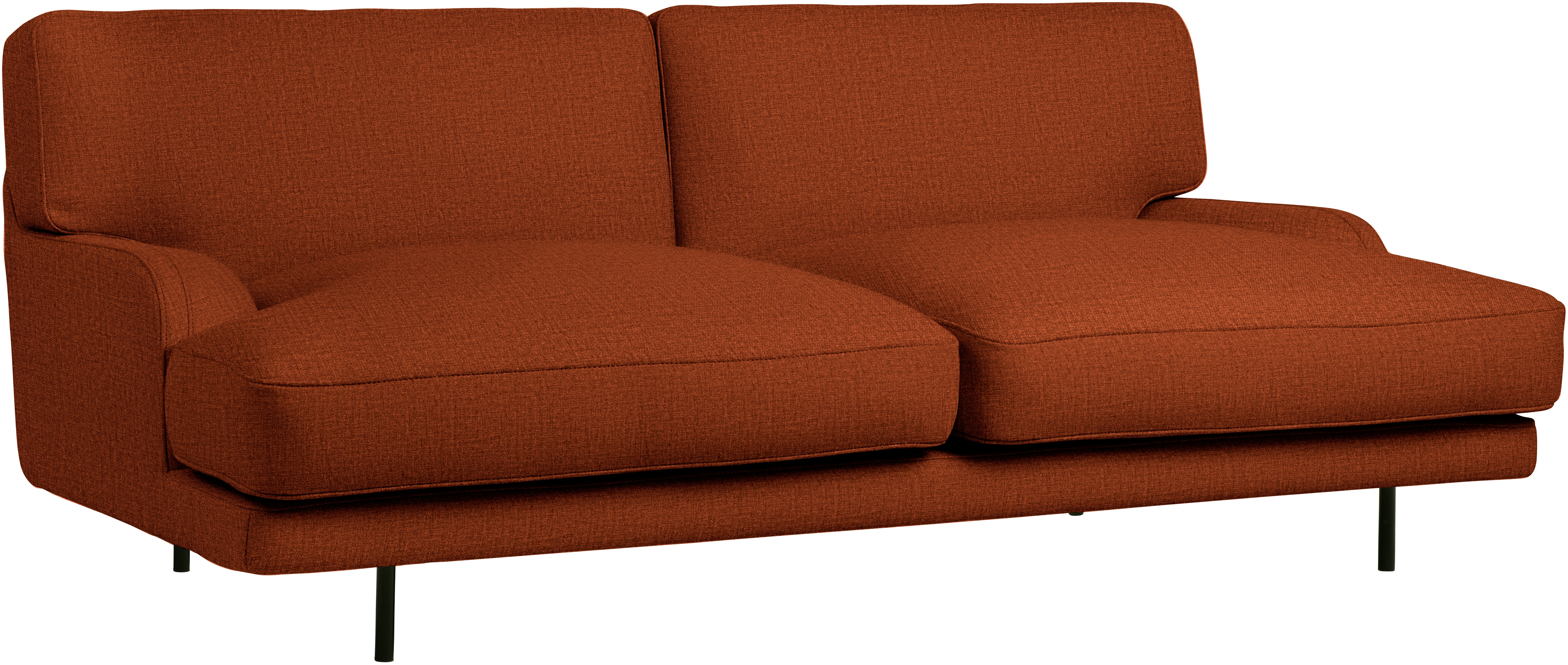 A Flaneur Sofa in Rust Viewed from an angle.