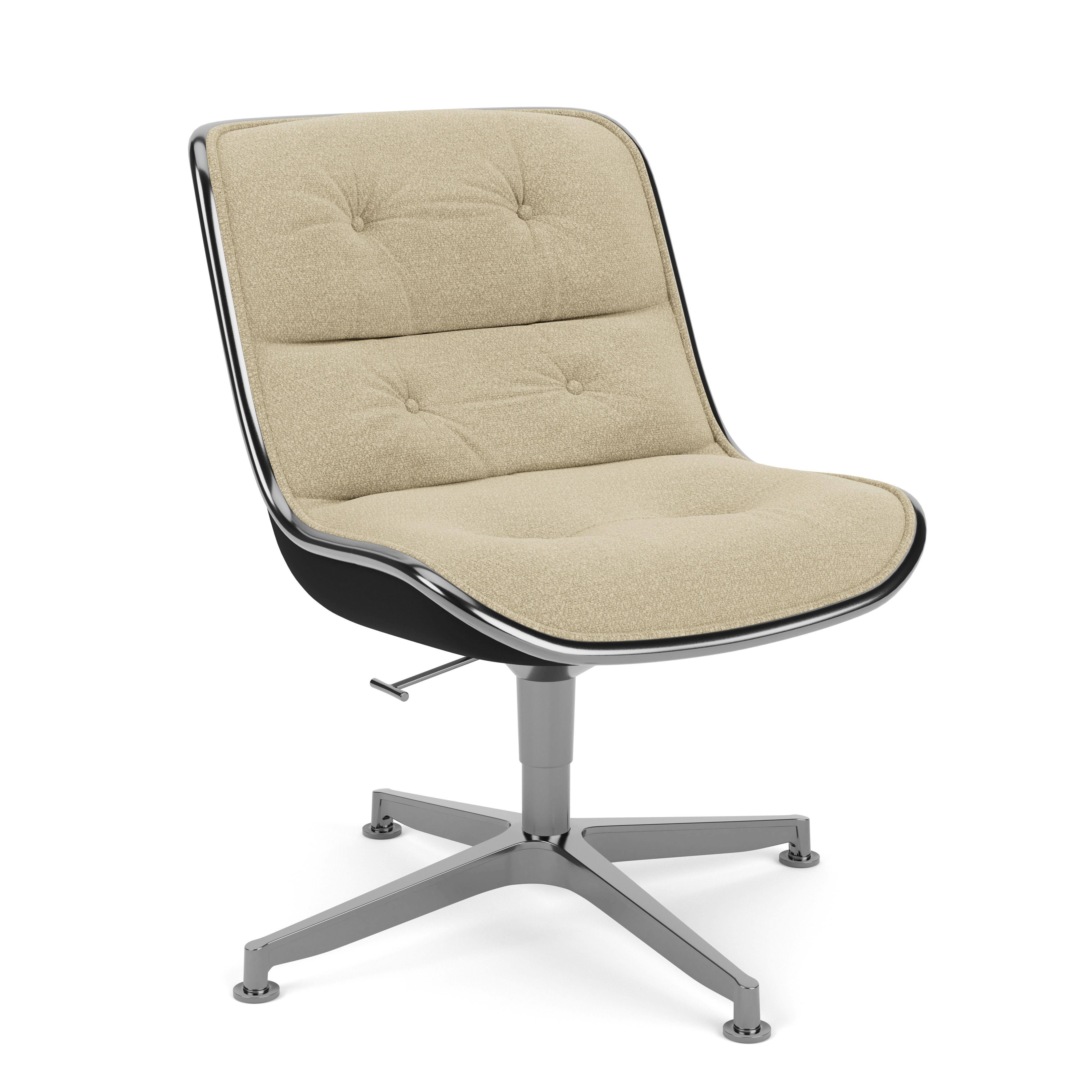 Pollock Executive Side Chair - 4 Star, Polished Aluminum, Knoll Boucle,  Neutral