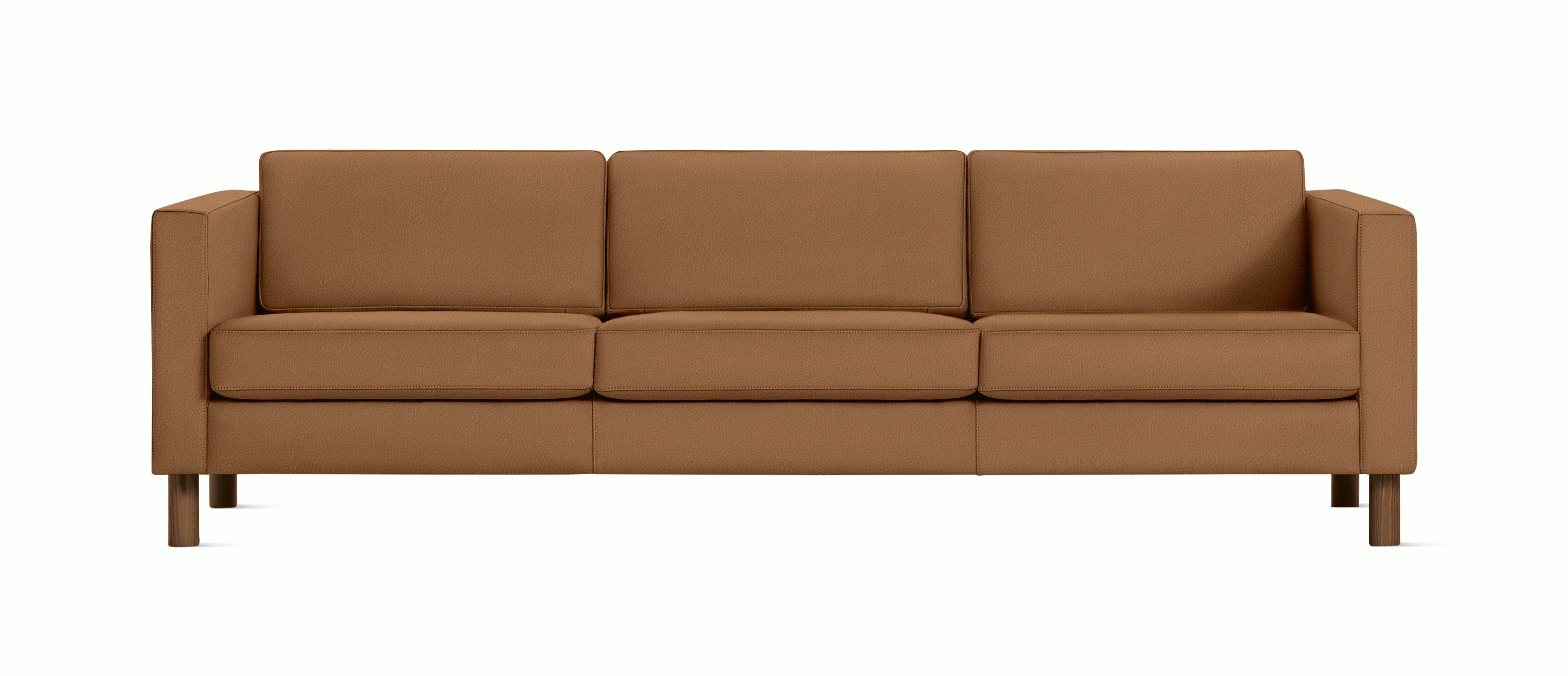 Lispenard Sofa three seater in warm brown bricolage leather with 6" legs.