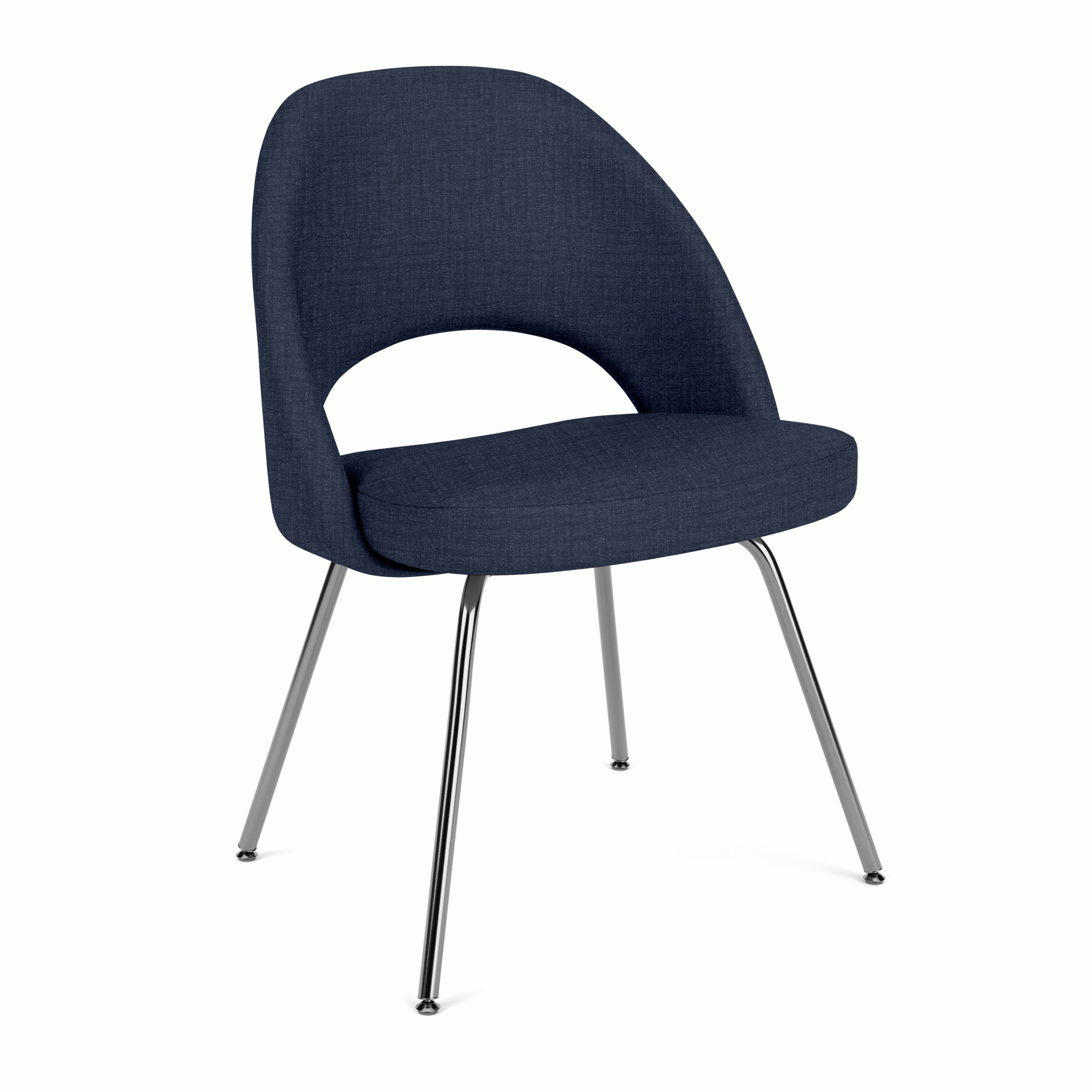 Saarinen Executive Side Chair - Topos,  Ink,  Polished Chrome